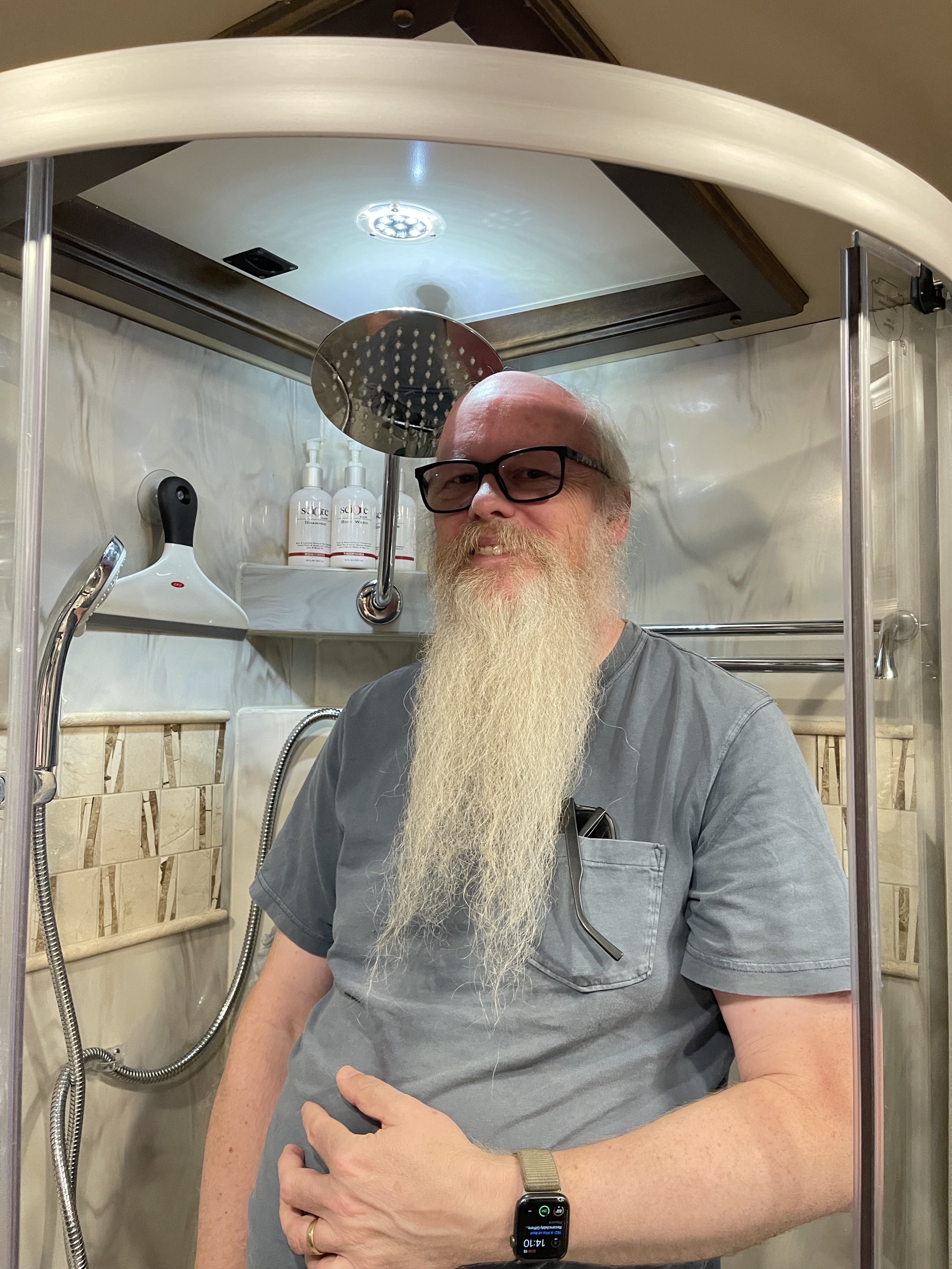 David in shower