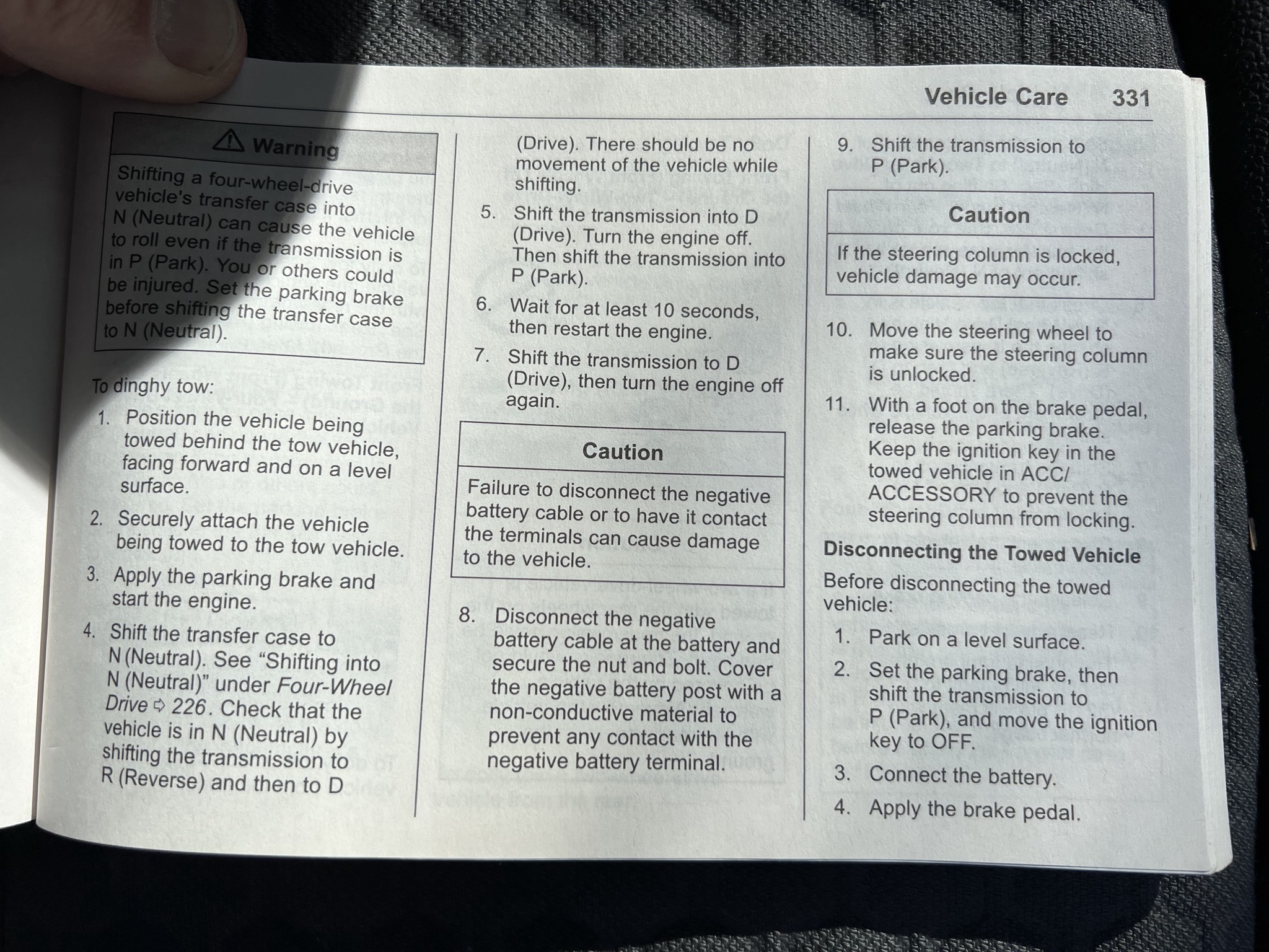 Steps to flat tow in manual