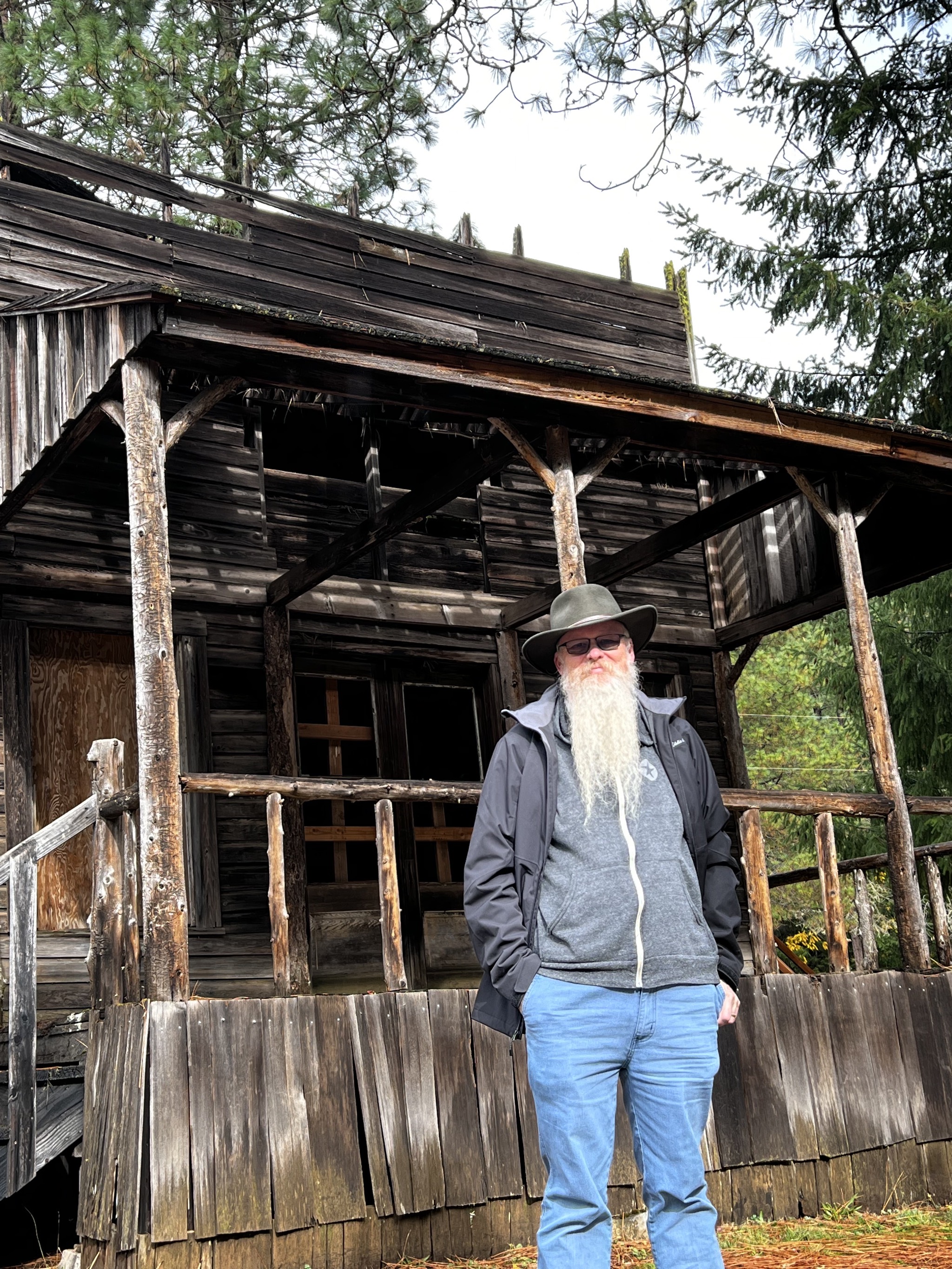 David in front of store
