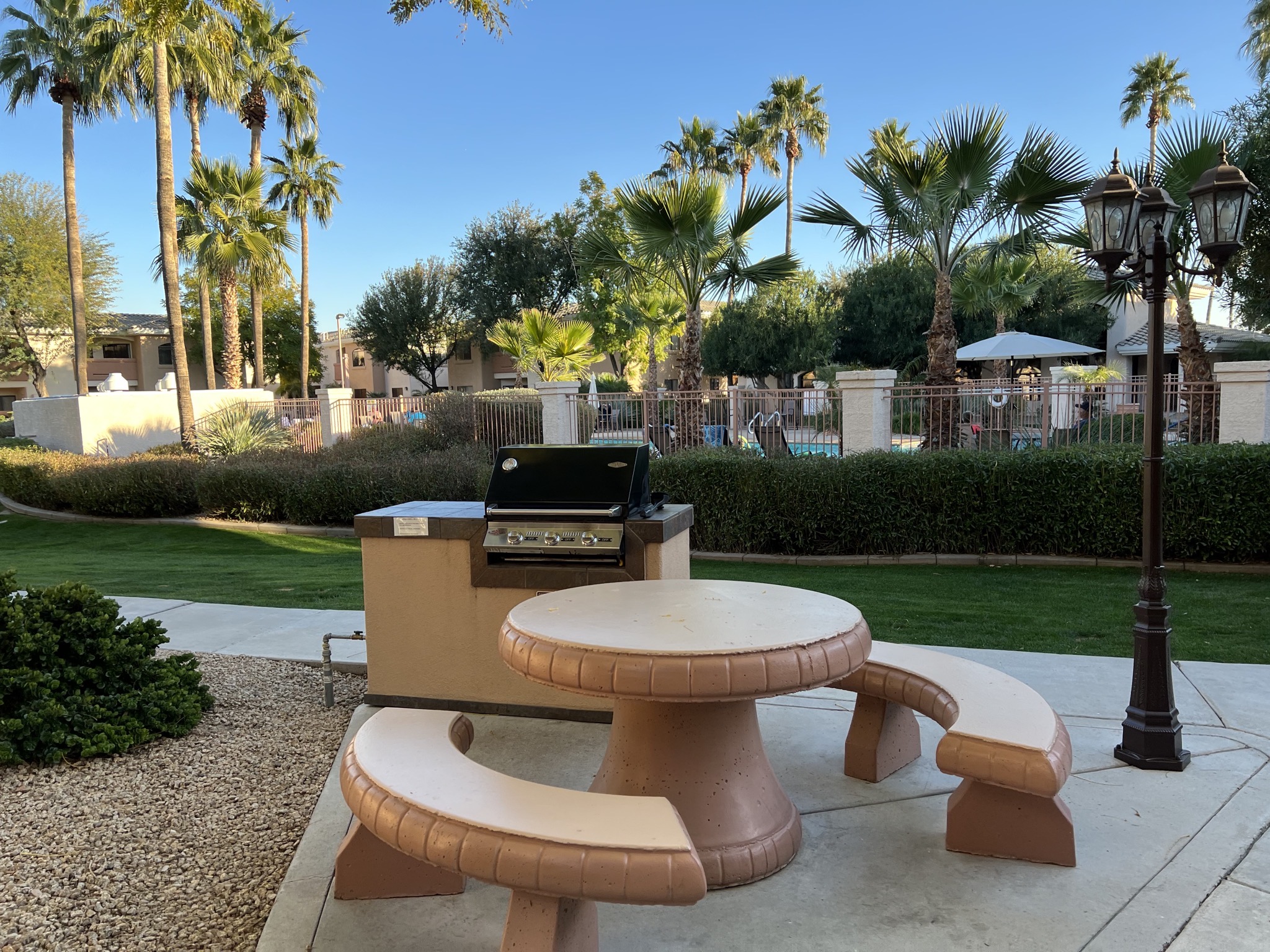 Pool, grill, table