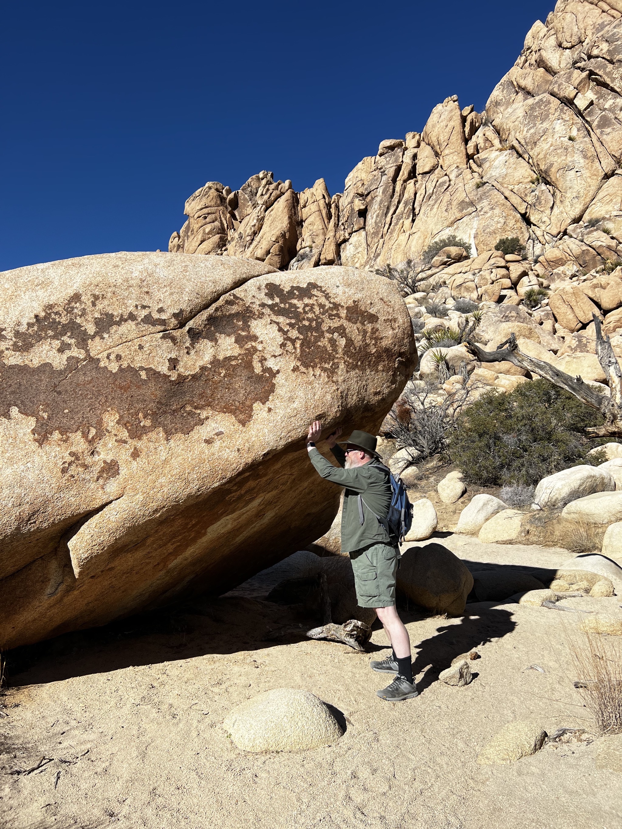David holding up a rock