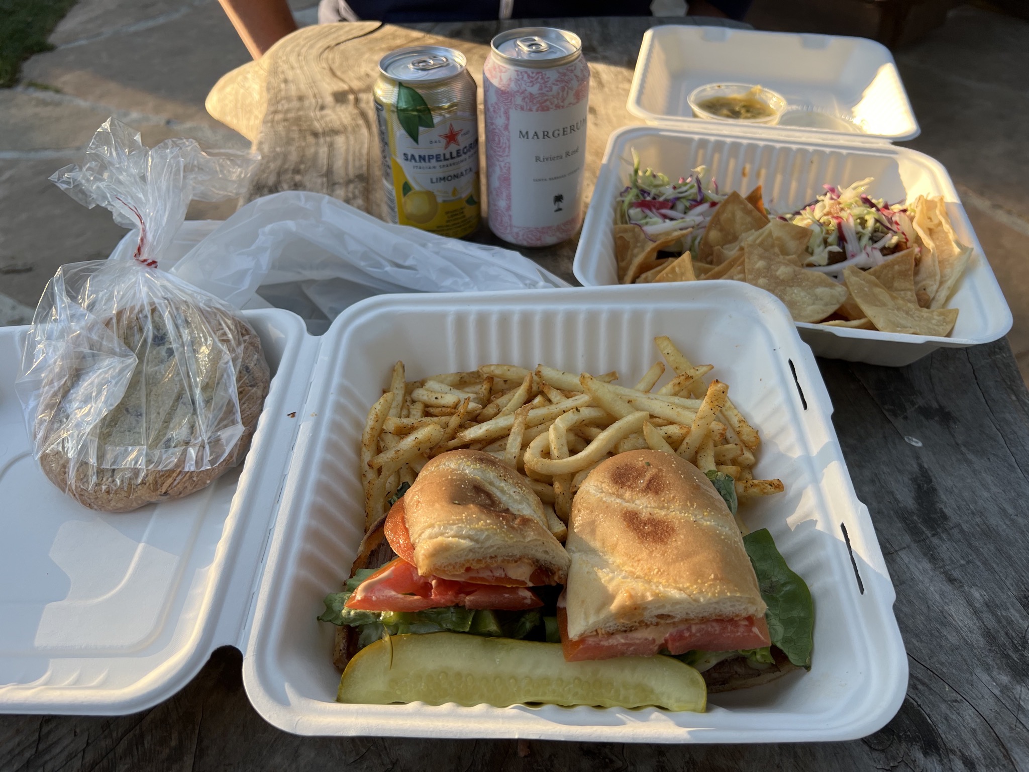 Tritip sandwiches, fries, etc