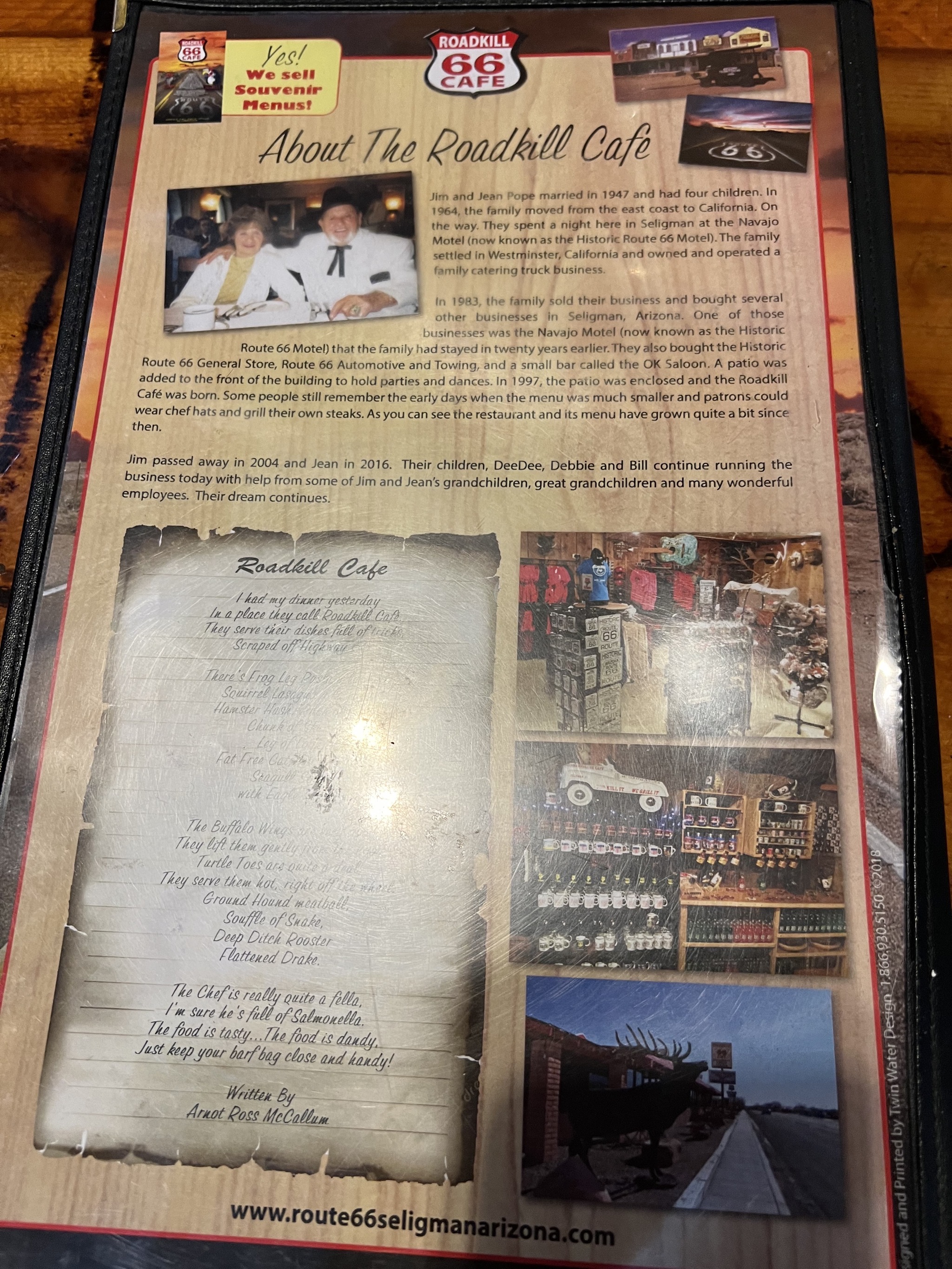Roadkill Cafe menu