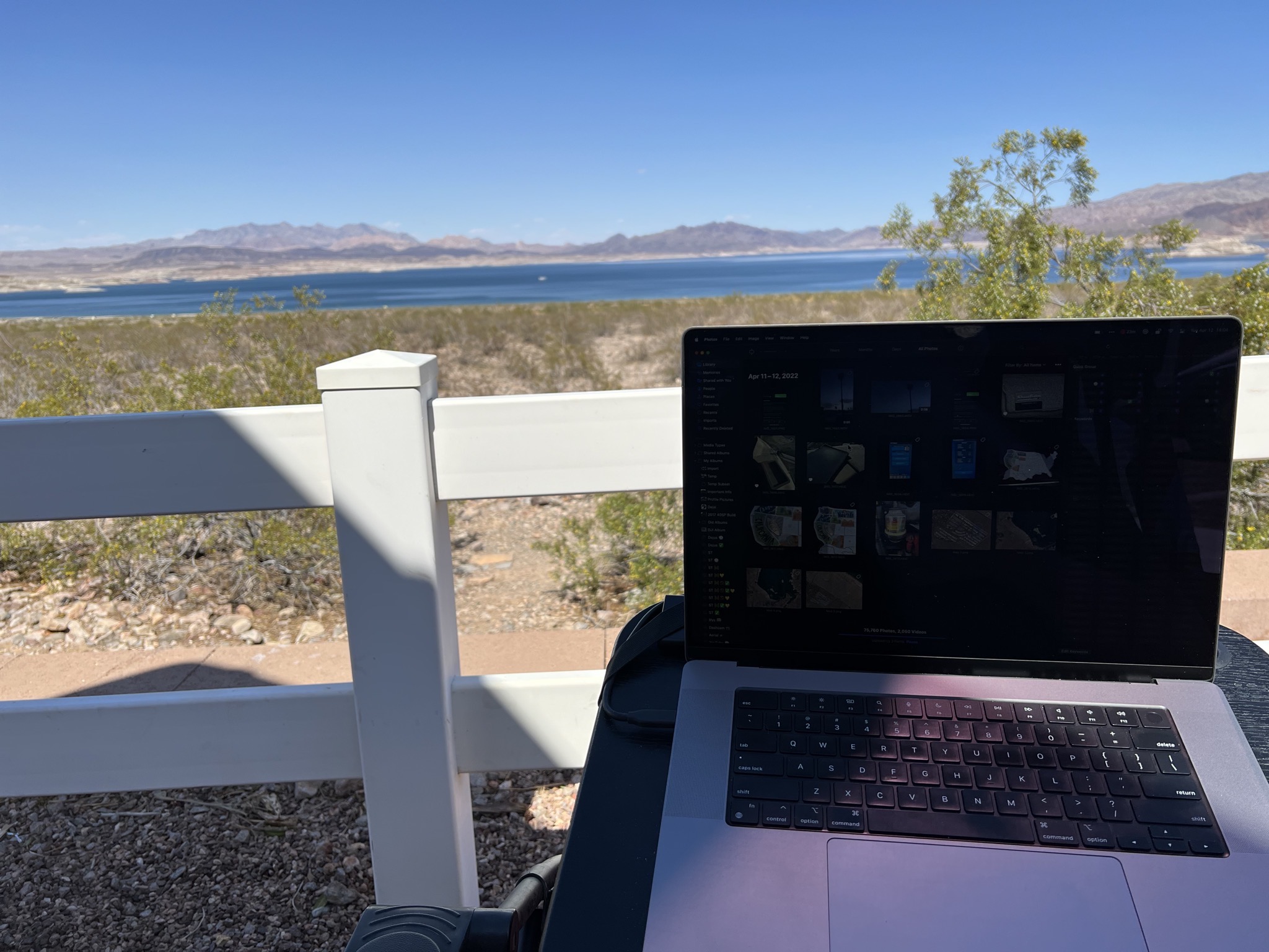 David working outside