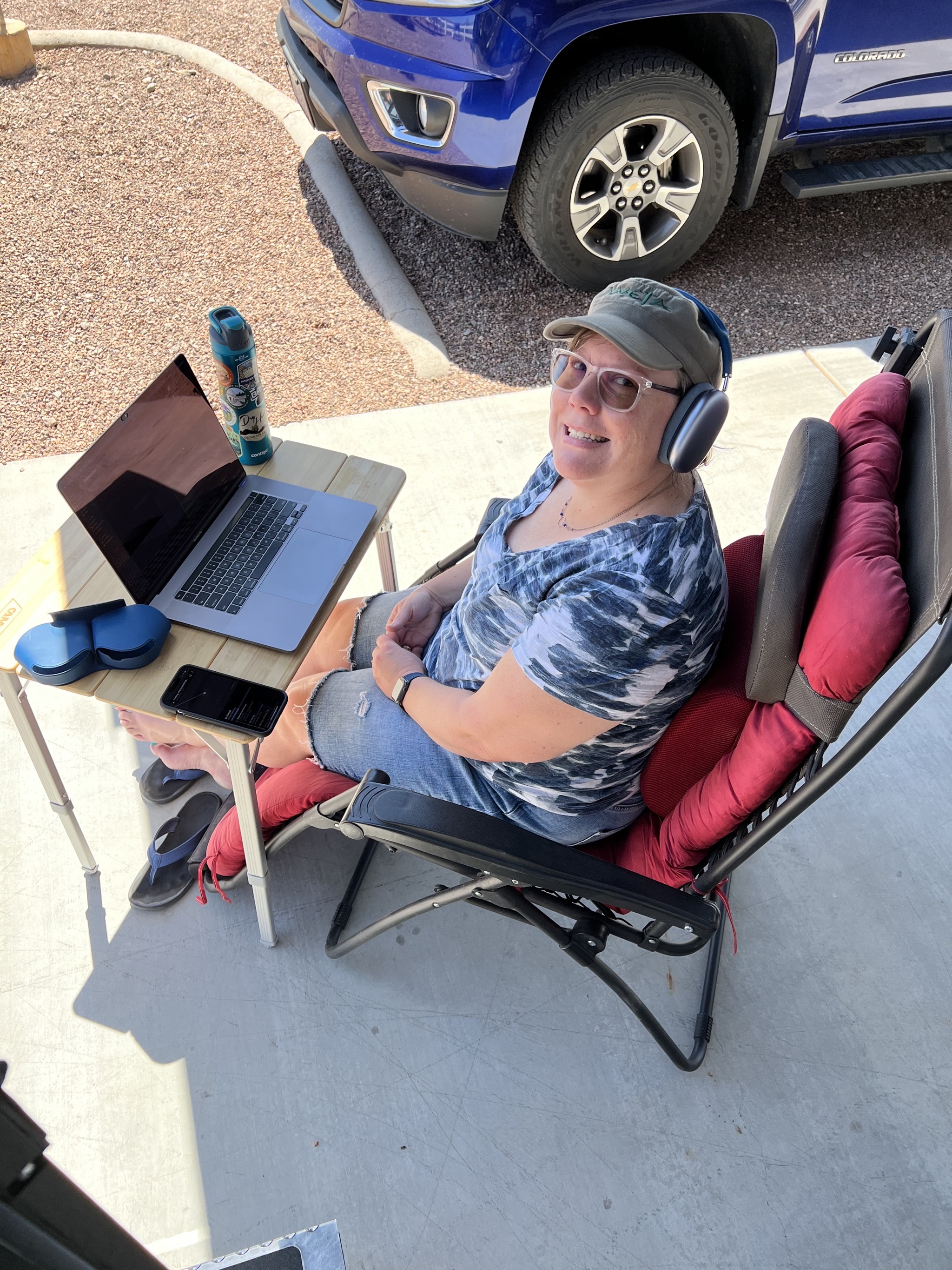 Jenn working outside