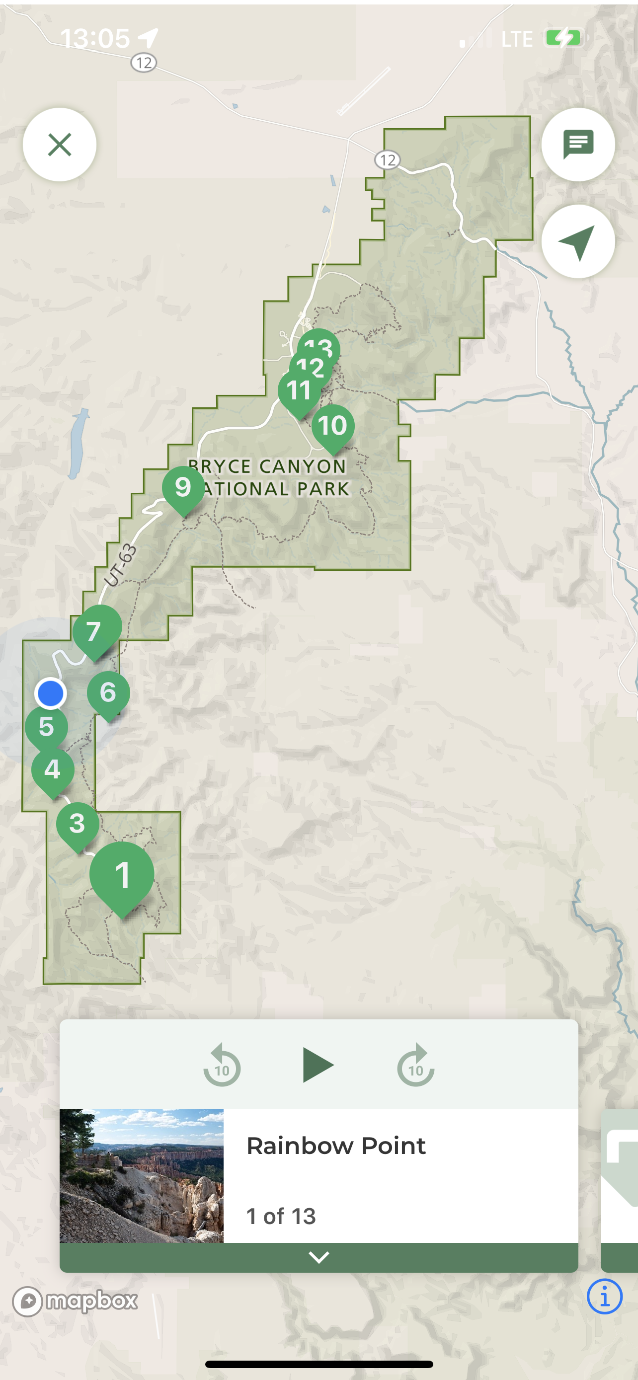 Audio tour in NPS app