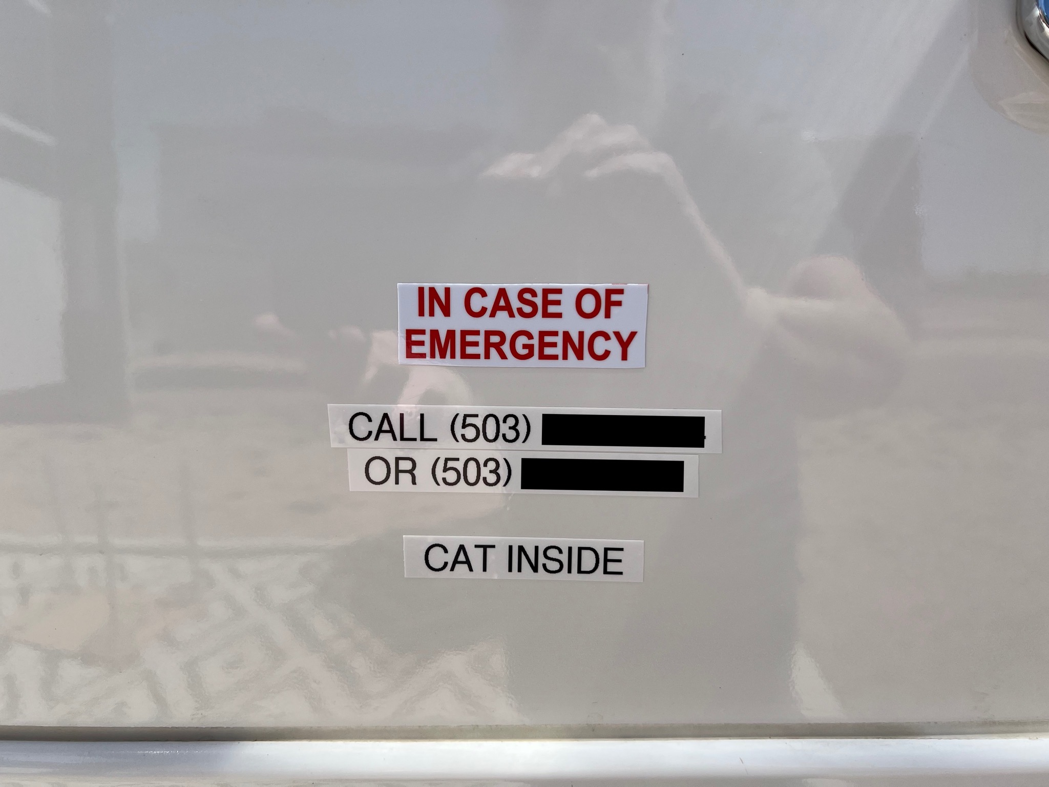 In case of emergency labels