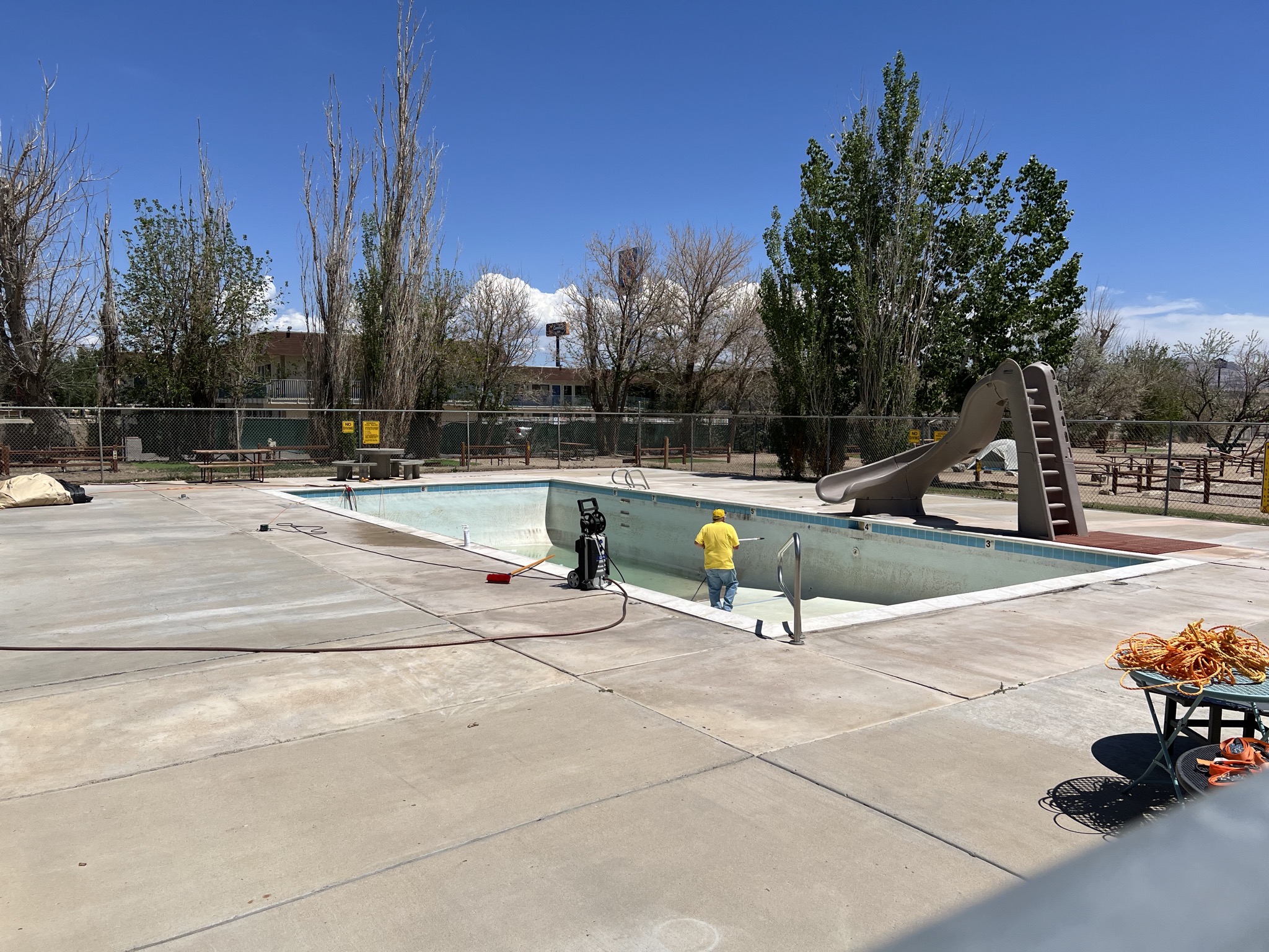 Pool being cleaned