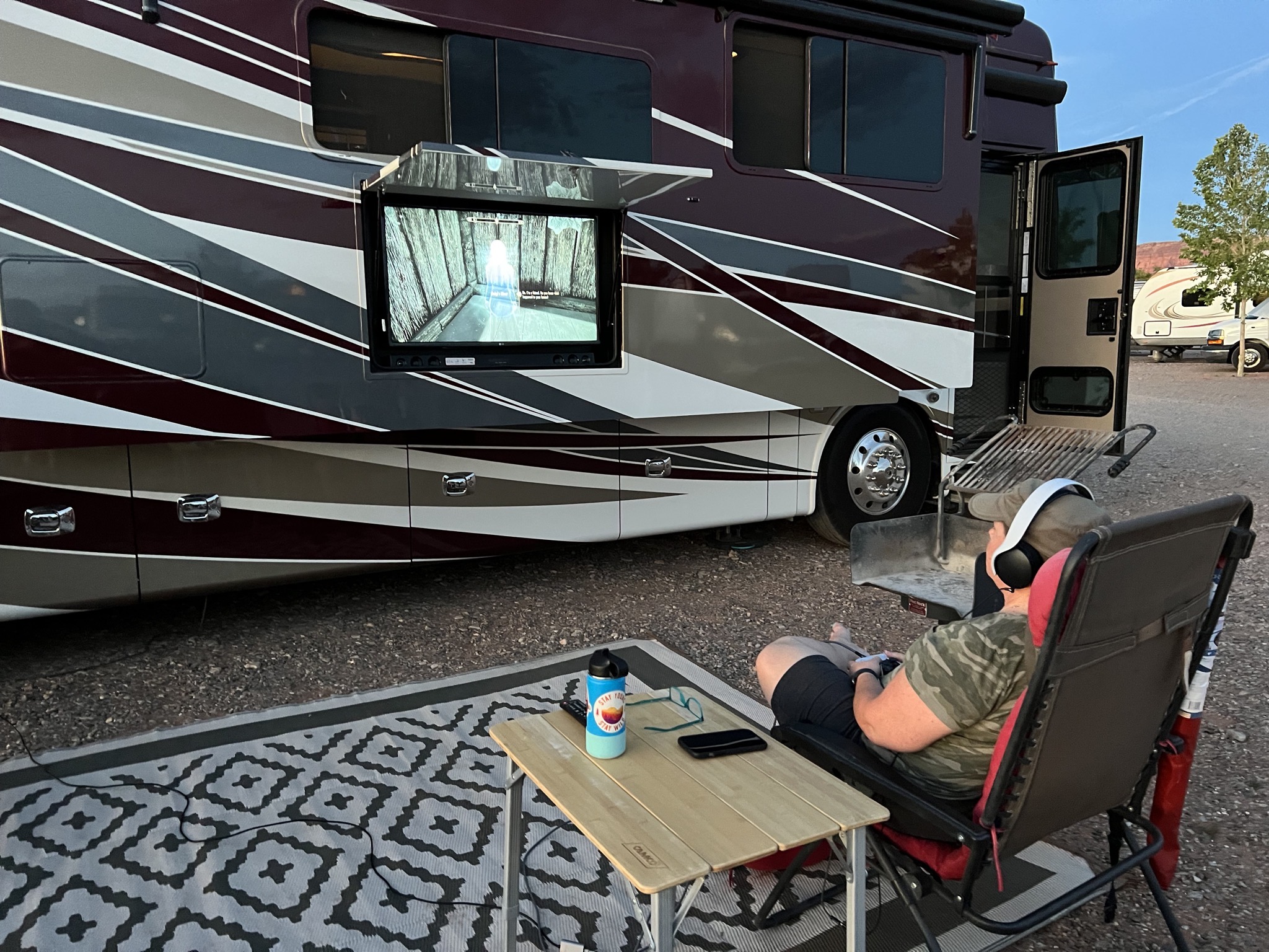 Playing videogame outside
