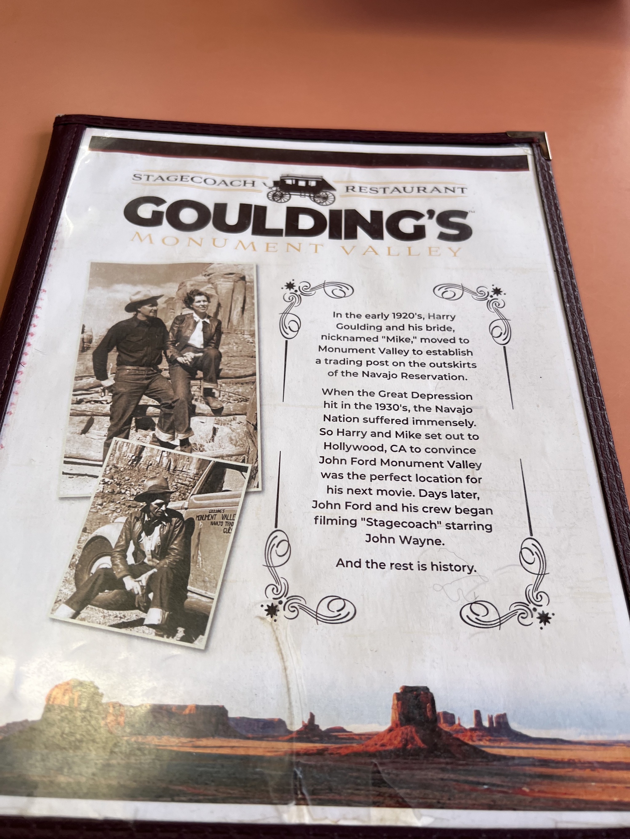 Goulding's menu