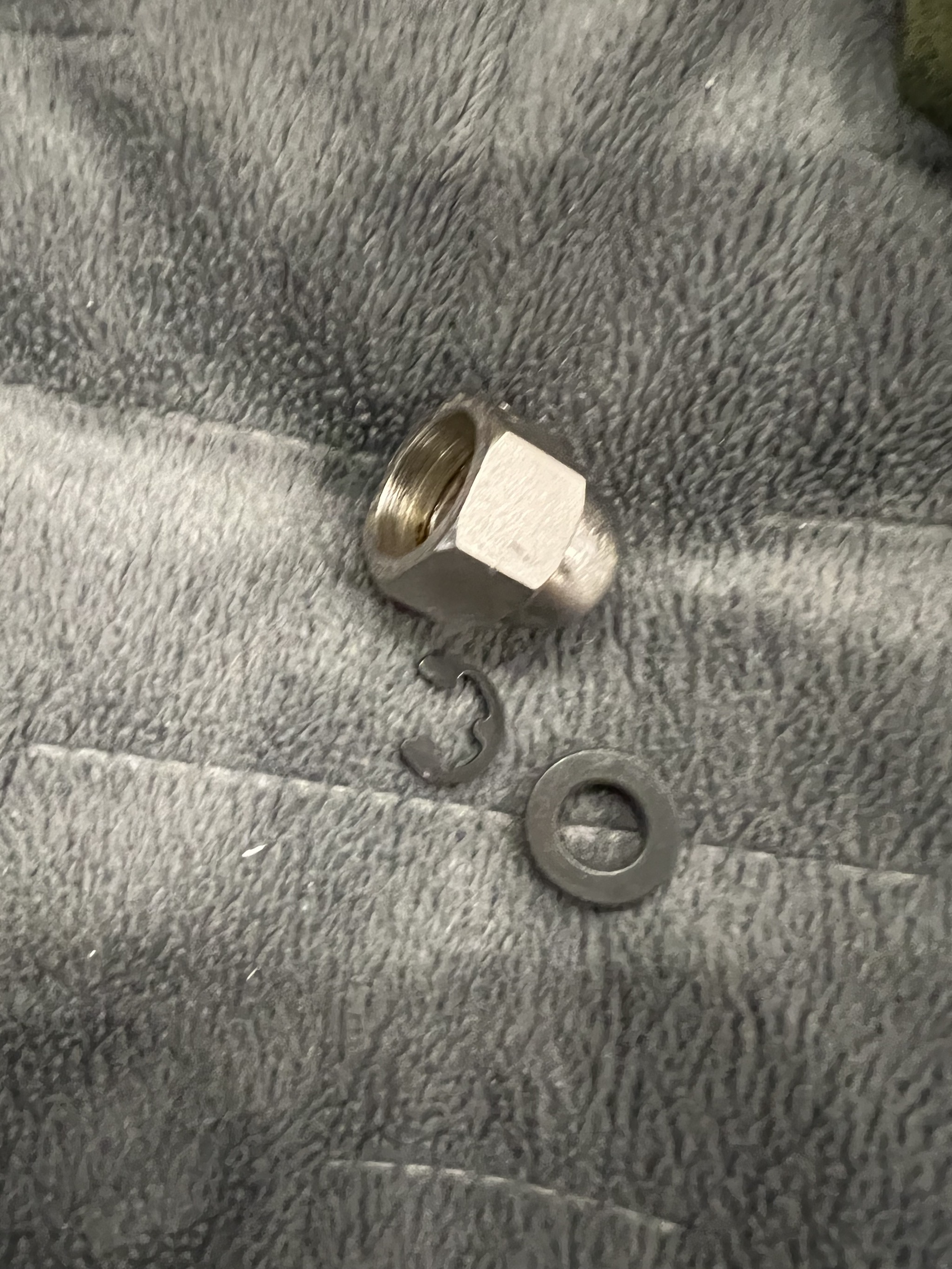 Removed nut and washers holding blades