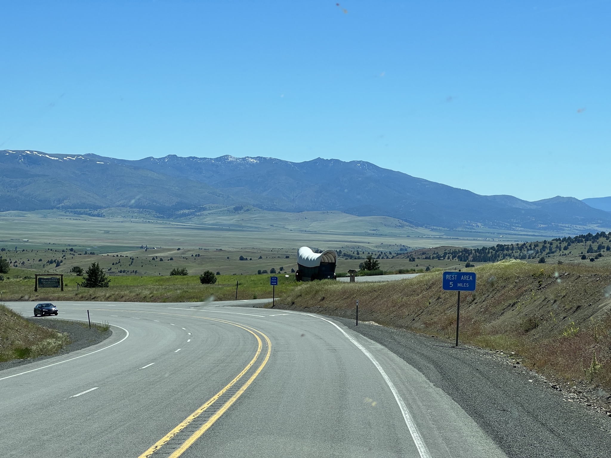 Mountains and wagon
