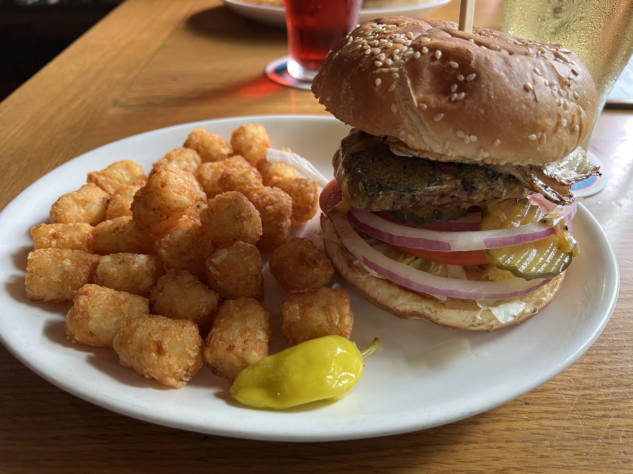 Burger and tots
