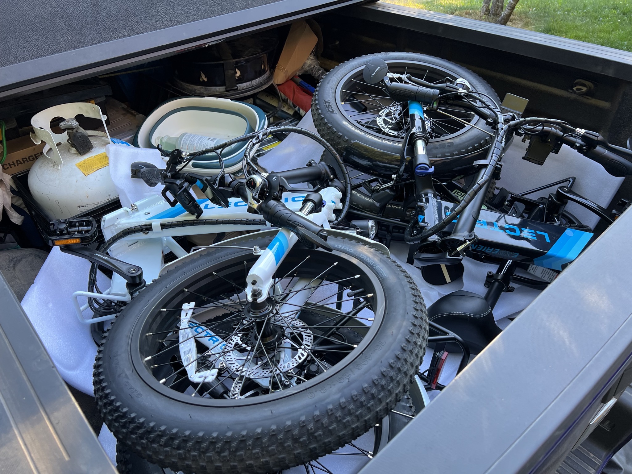 Two bikes in truck bed