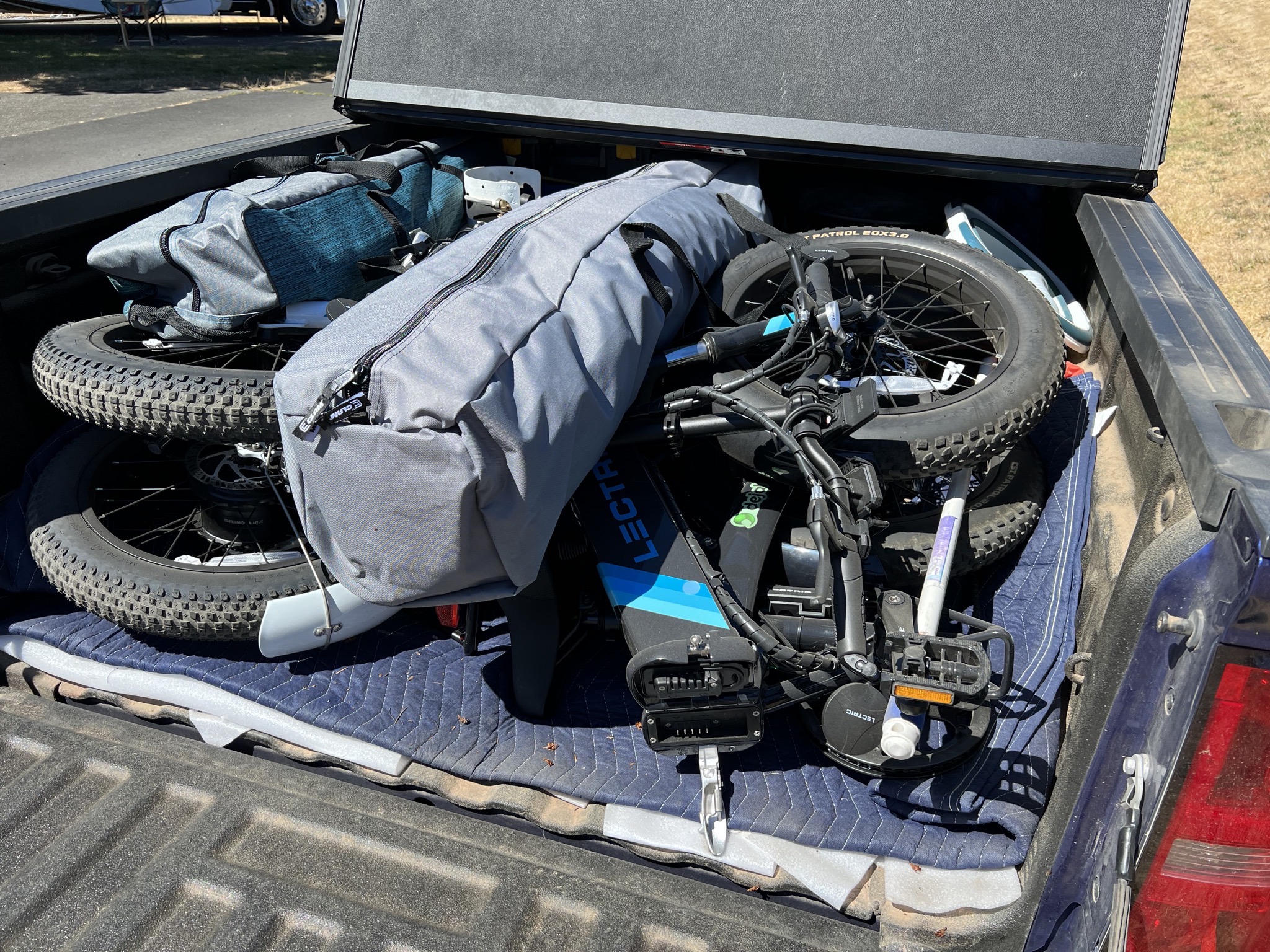 Bikes etc in bed of truck