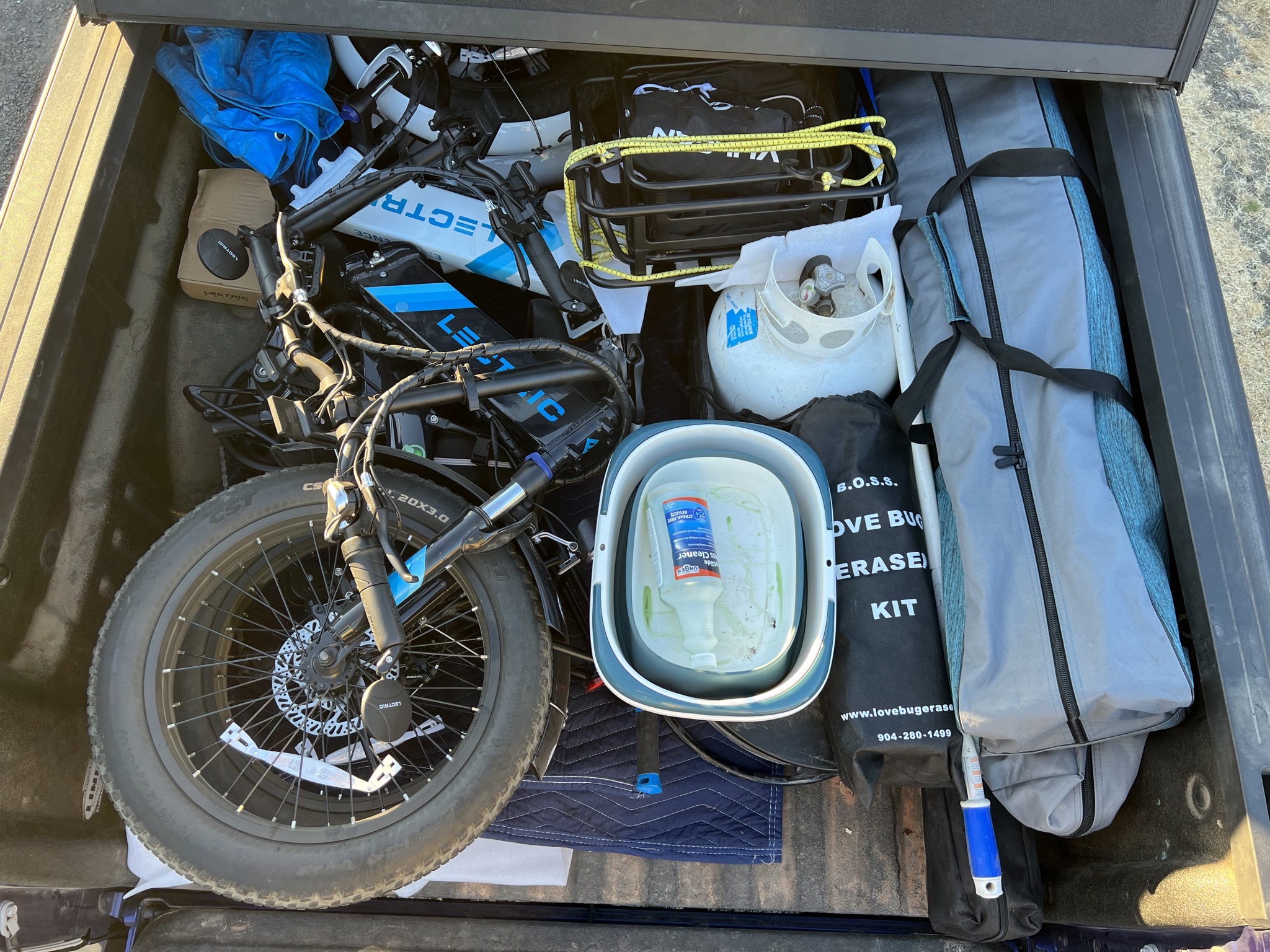 Bikes etc in bed of truck