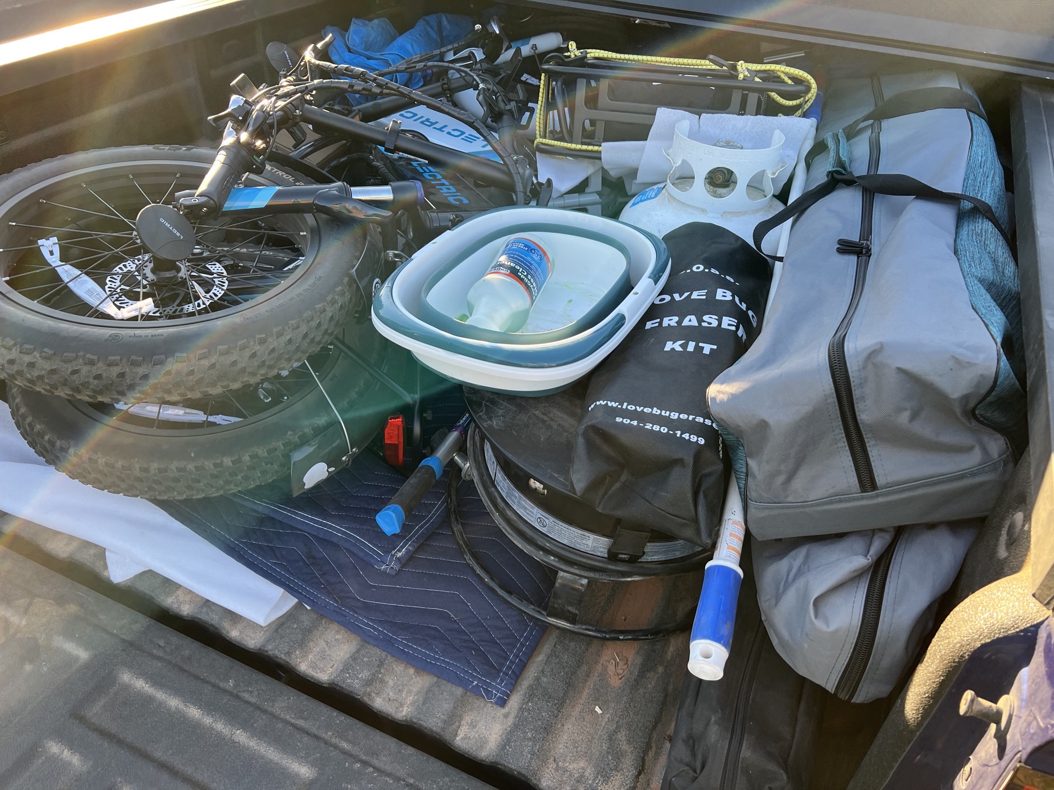 Bikes etc in bed of truck