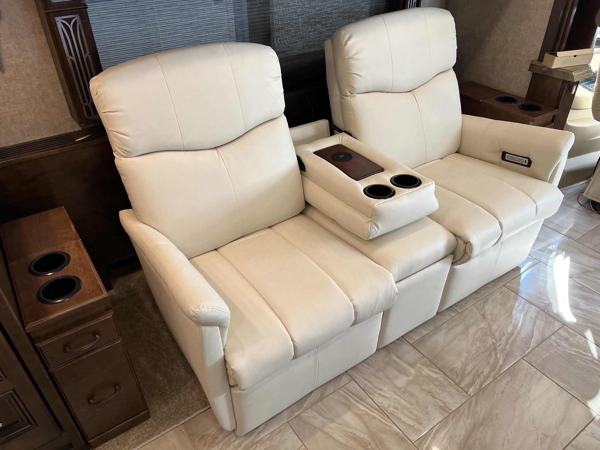 Installed couch and cabinets