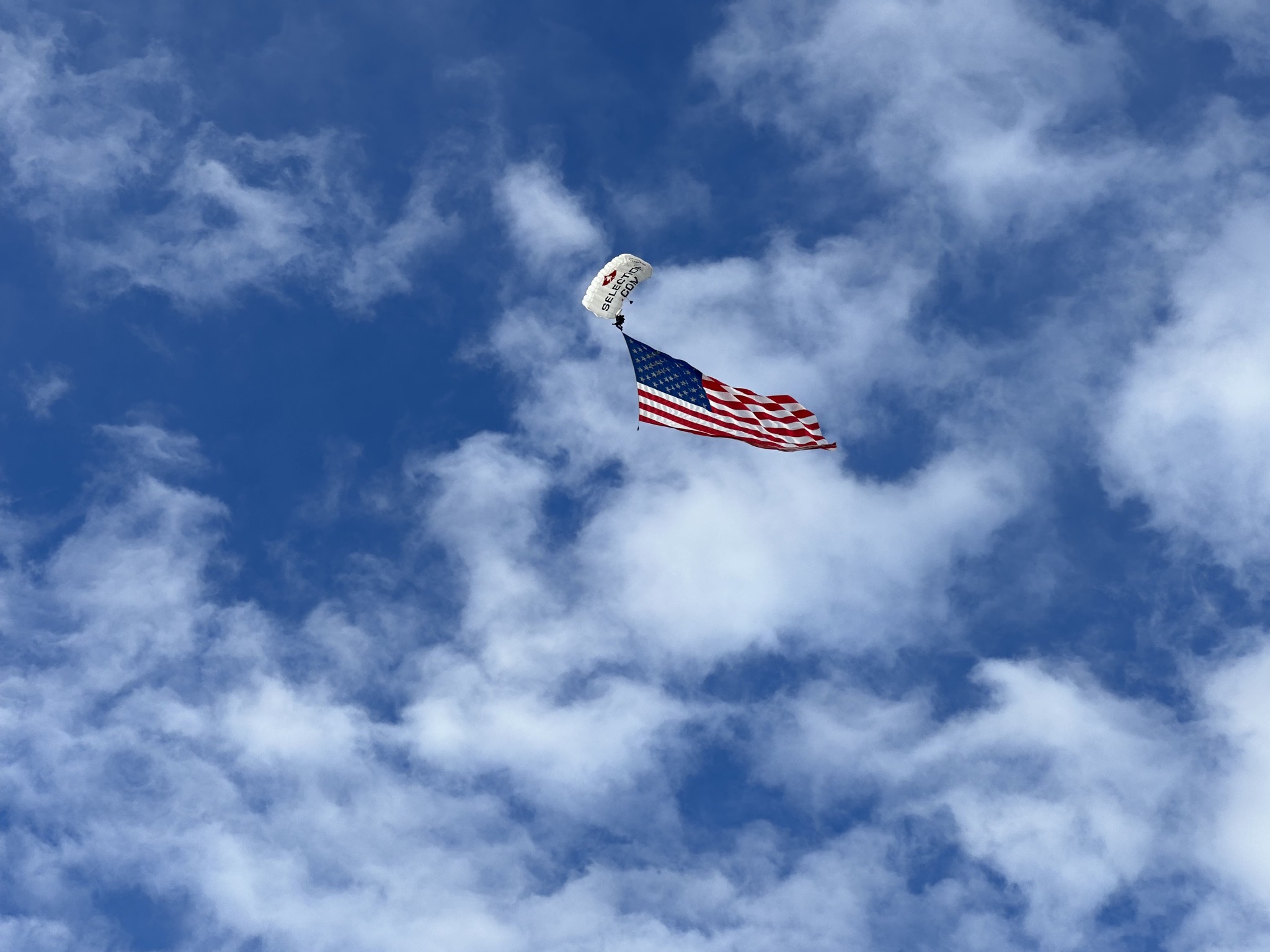 Skydiver with flag