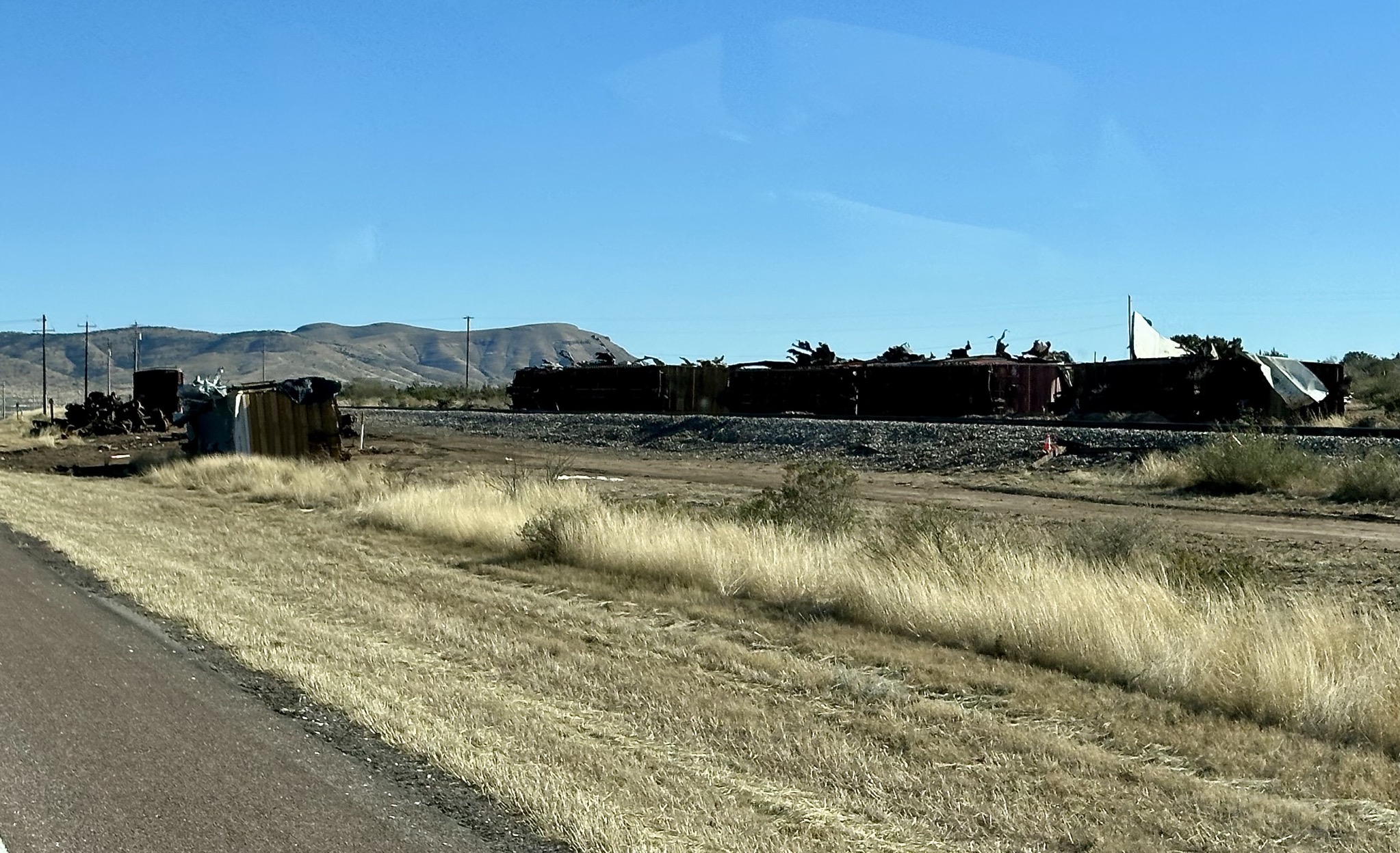 Exploded train cars