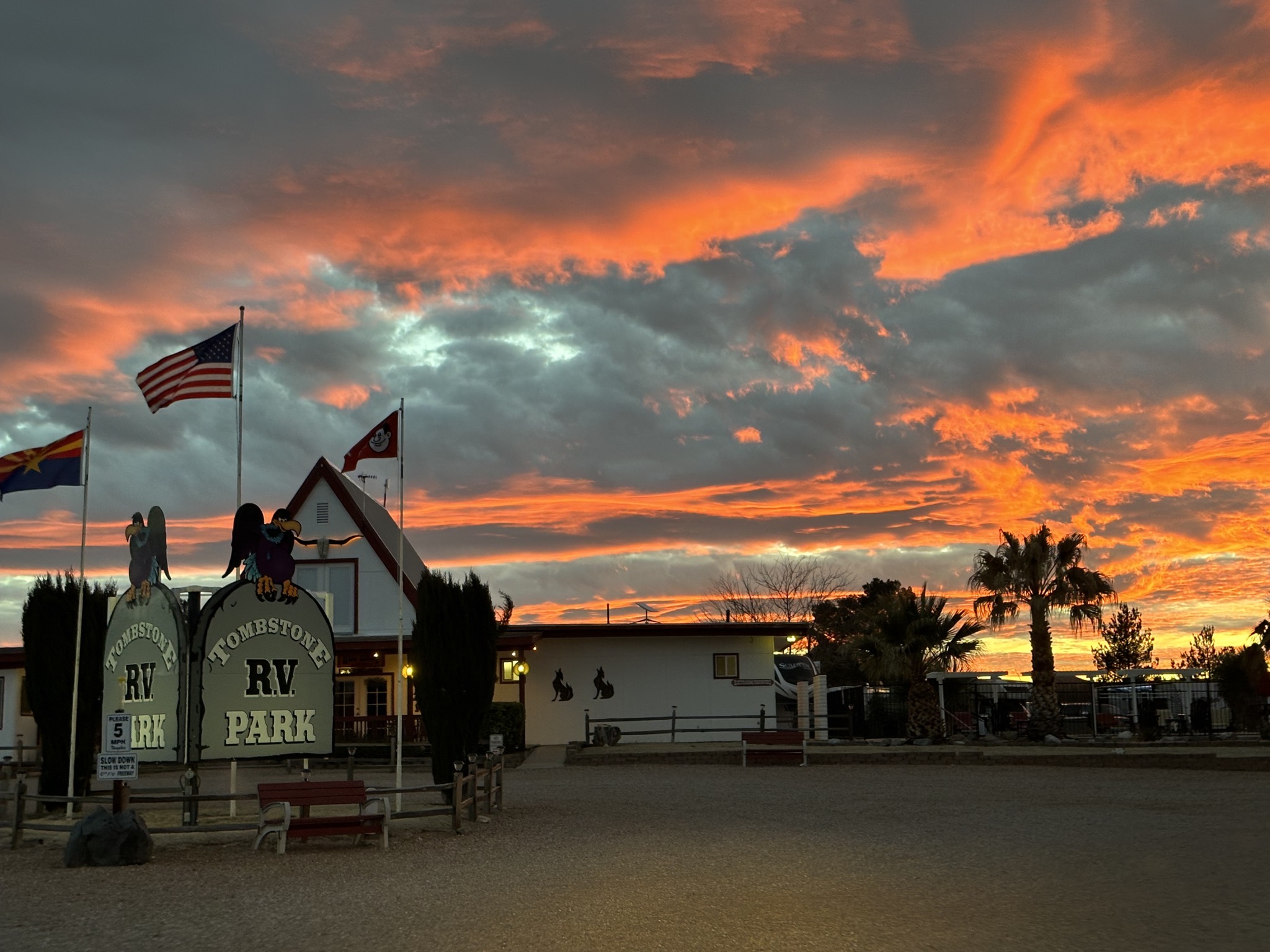 Entrance at sunset