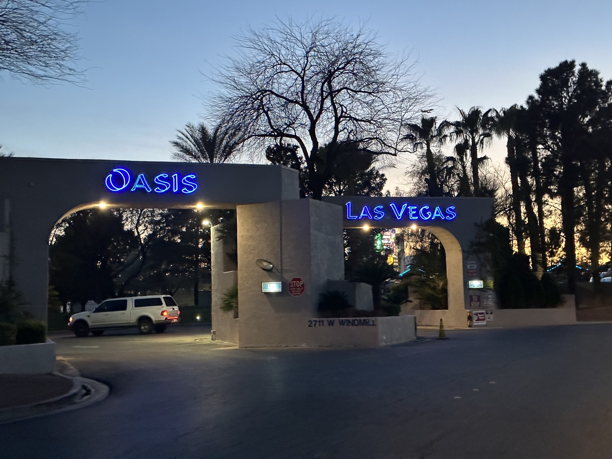 Entrance at night