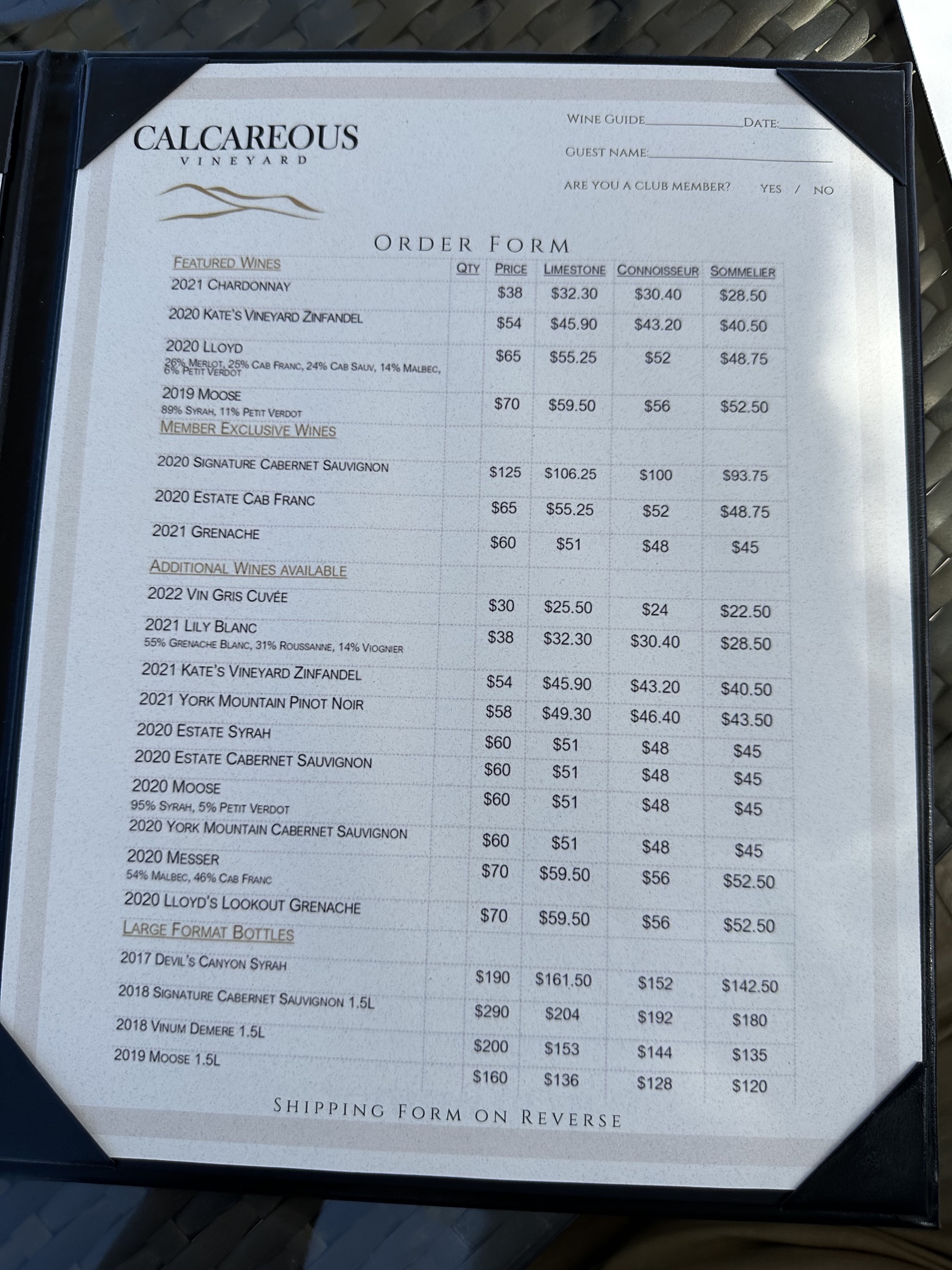 Order form