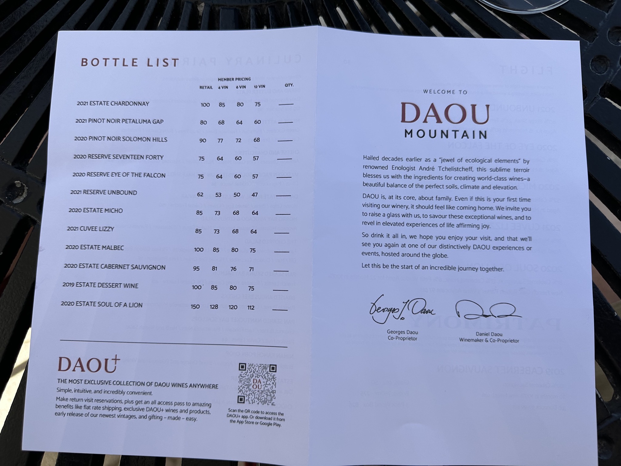 Bottle list
