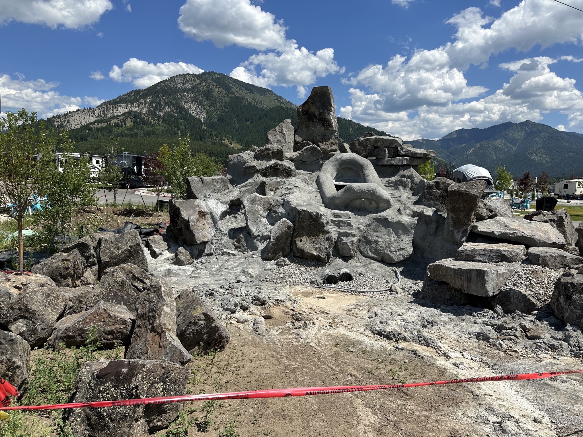 Water feature under construction