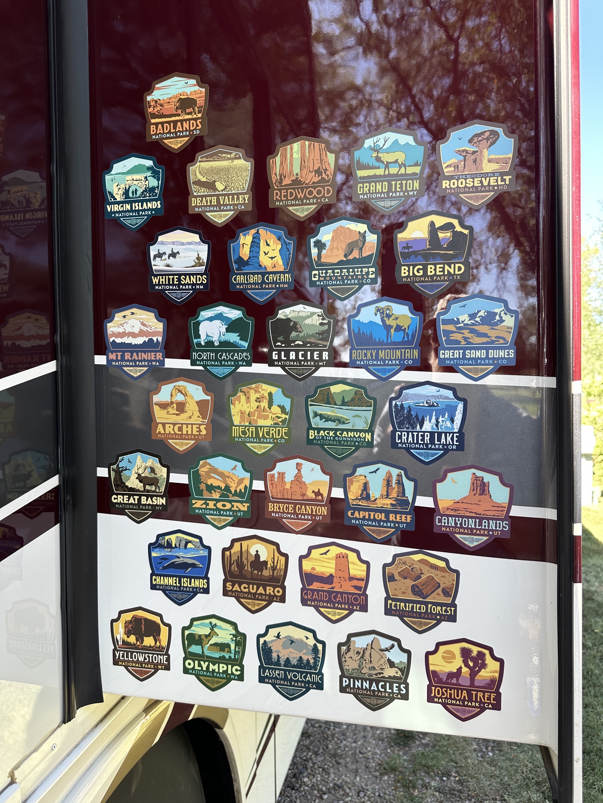 National Park stickers on our coach