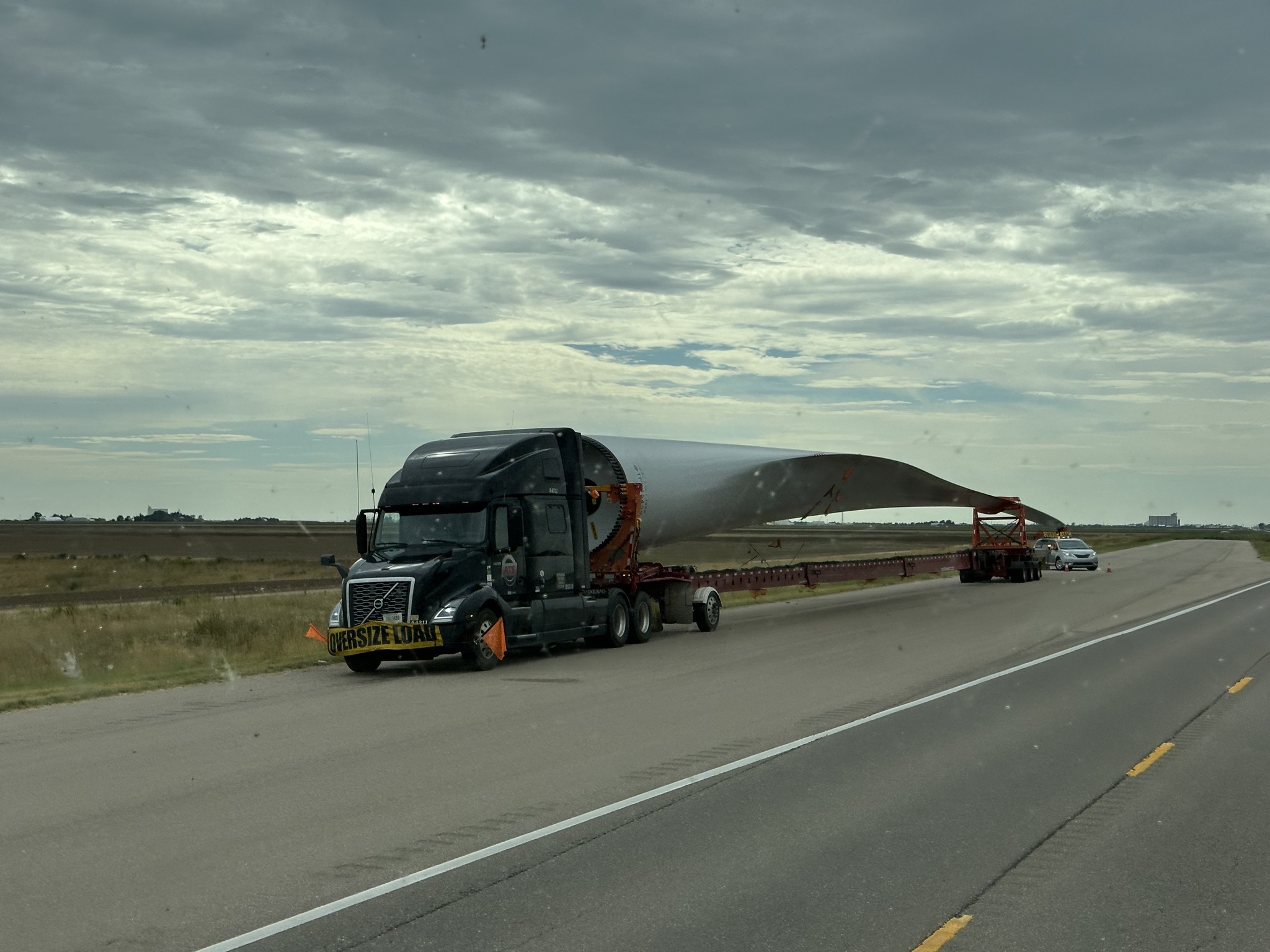 Wind turbine blade on a truck