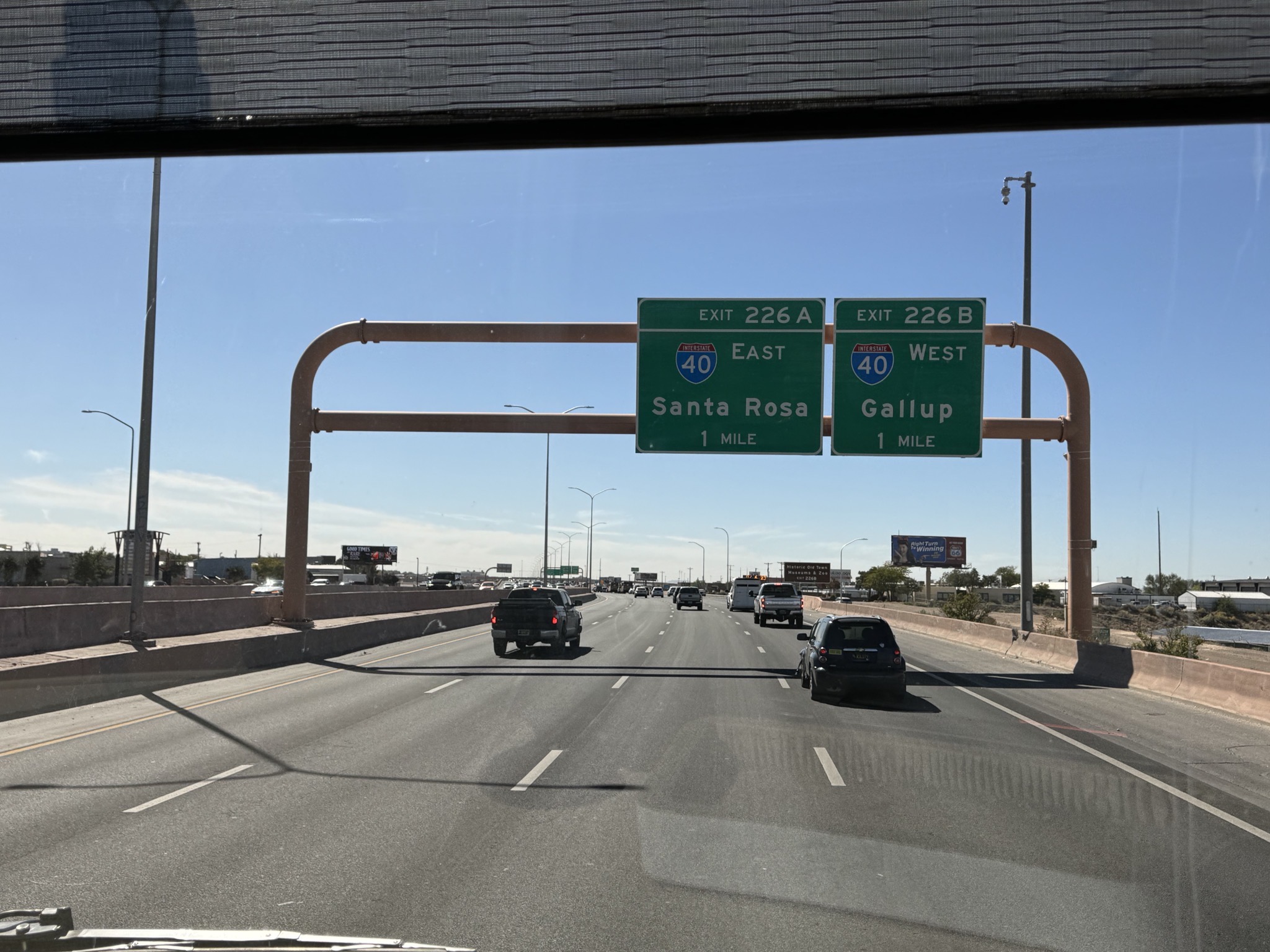 Exit to I-40 east to Santa Rosa