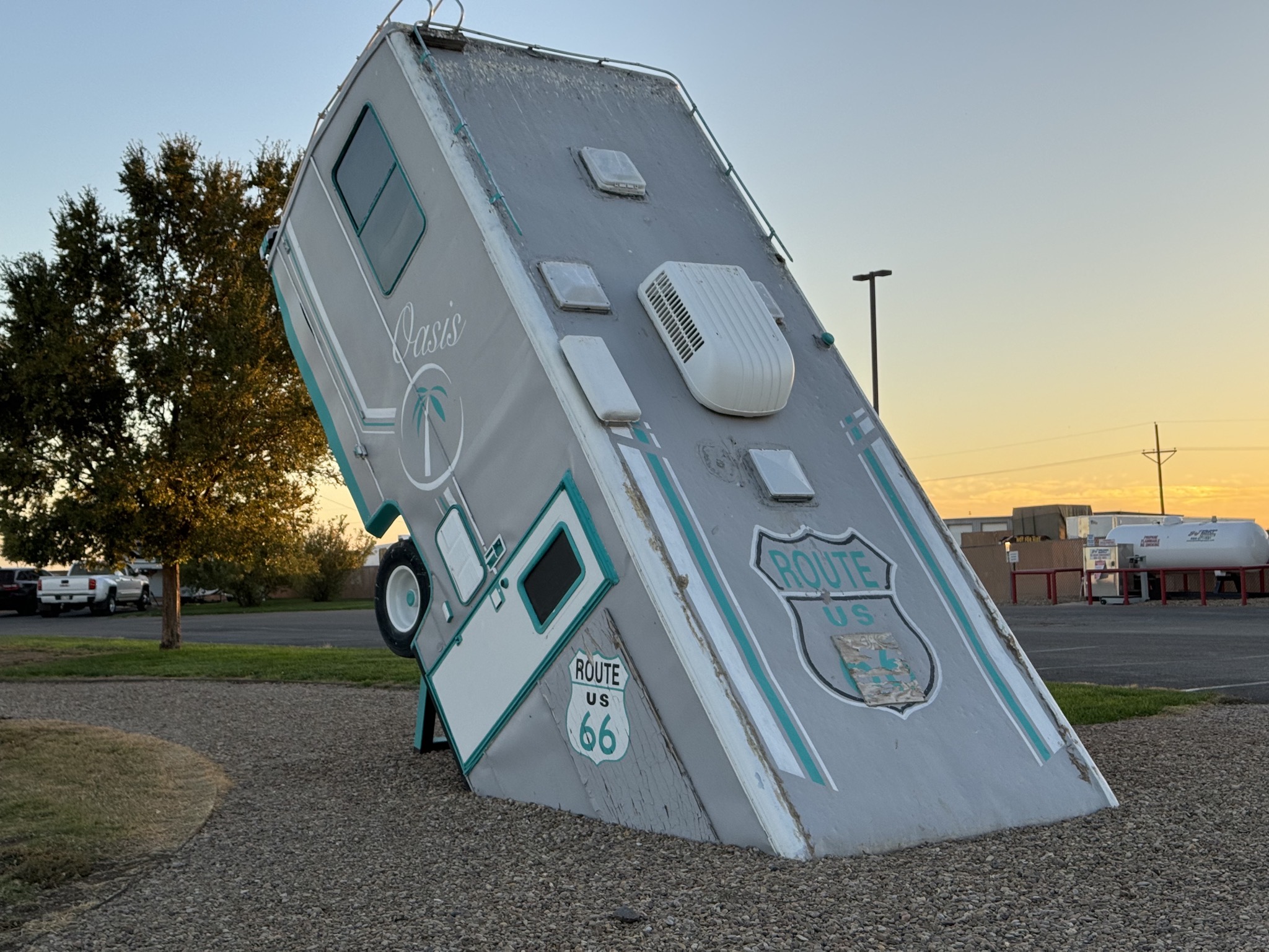 RV in the style of Cadillac Ranch