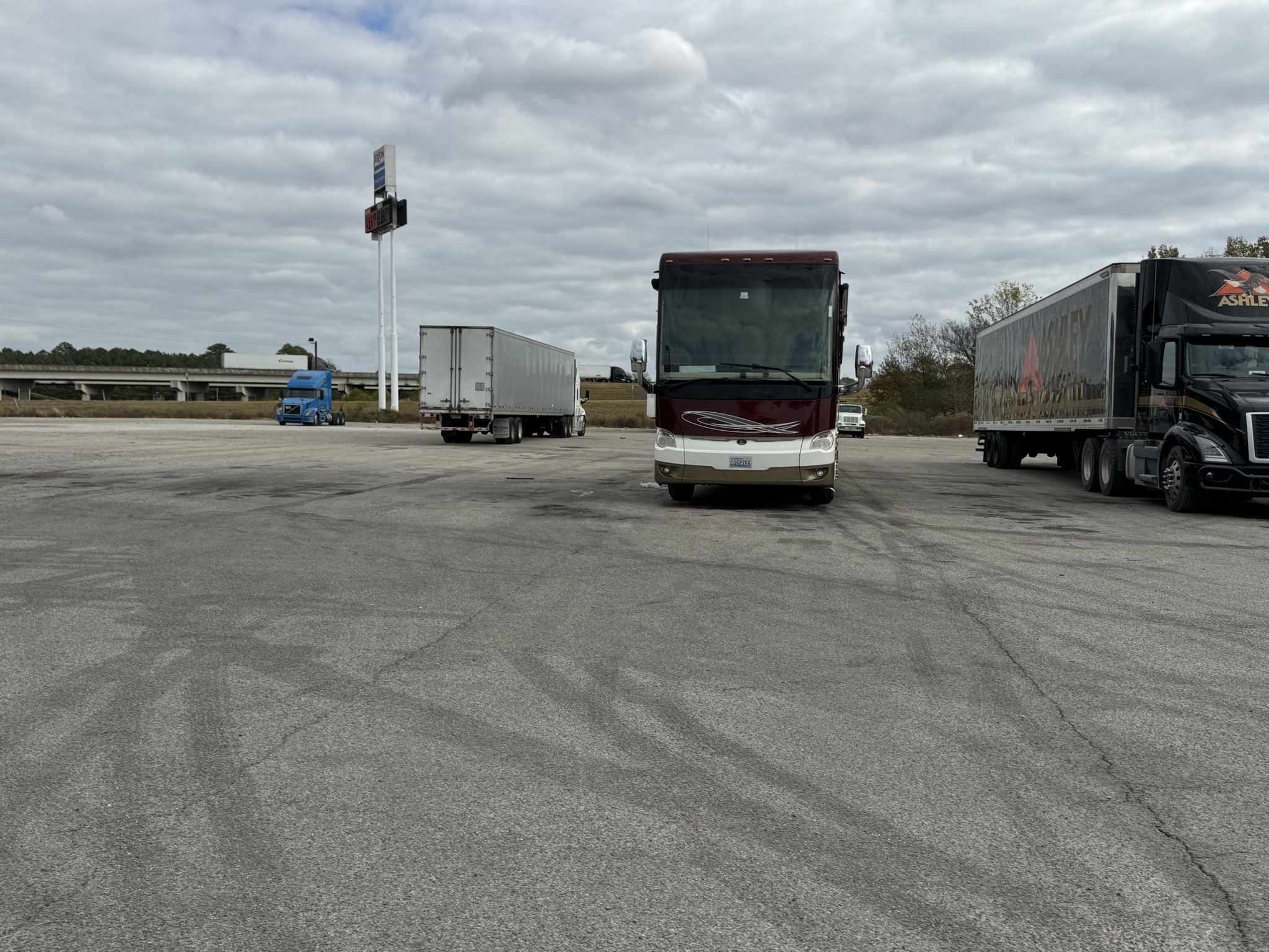 Our coach at truck stop