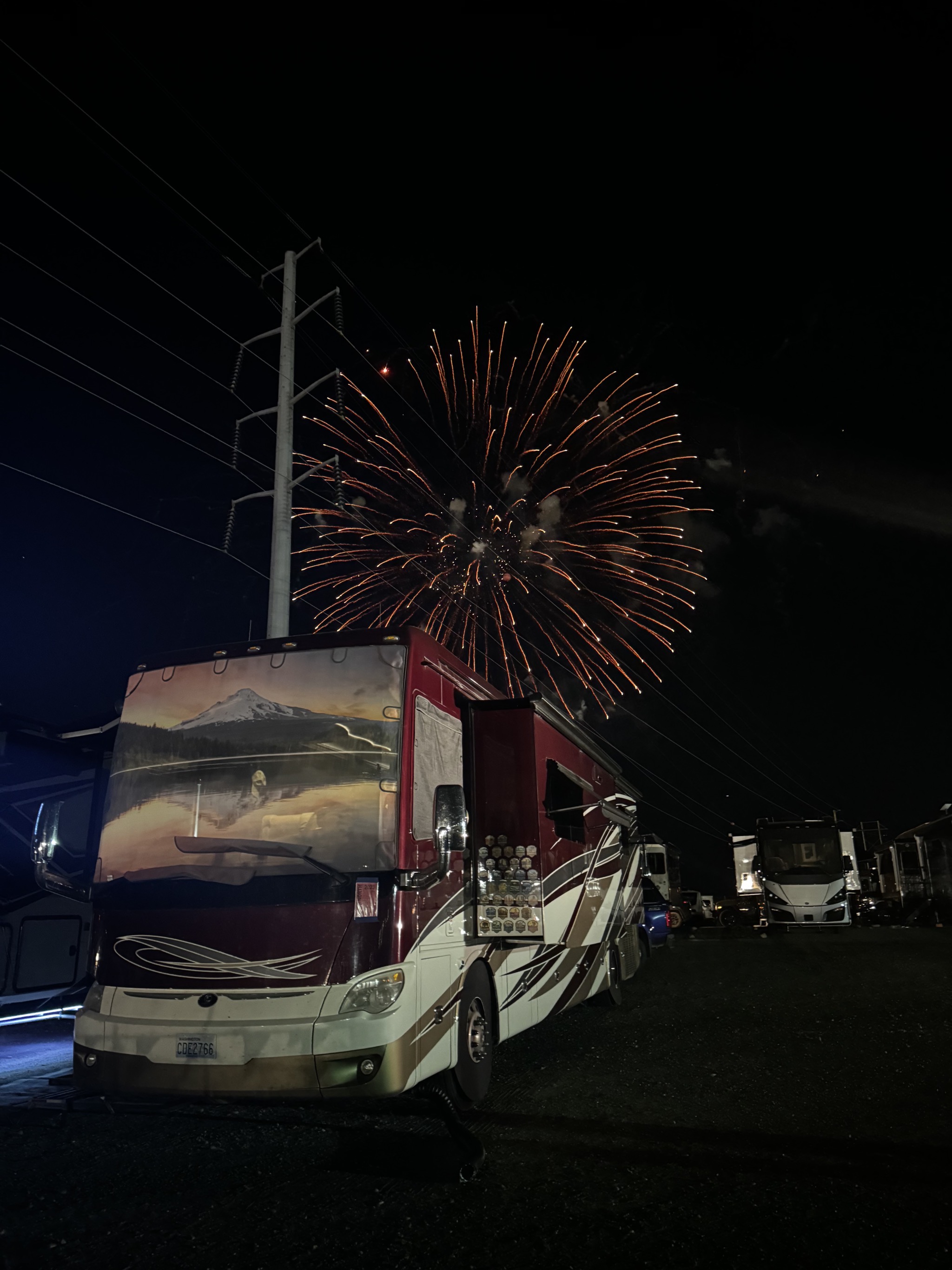 Fireworks above our coach