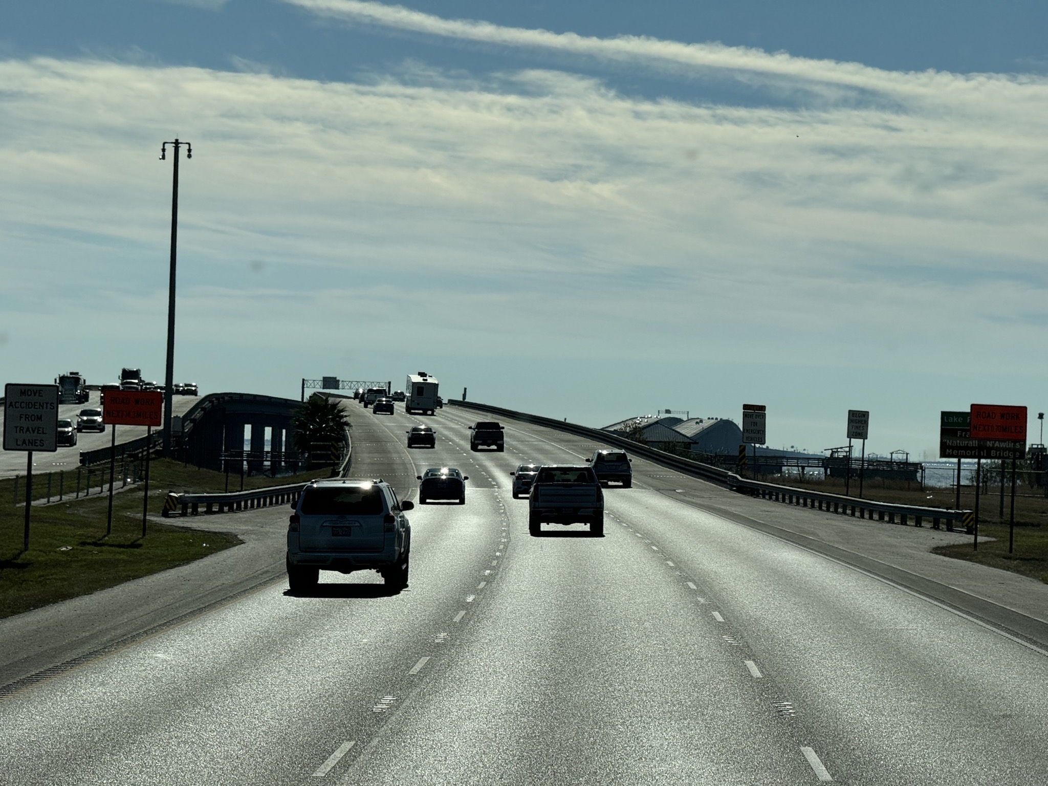 Twin span bridge over Lake Pontchartrain
