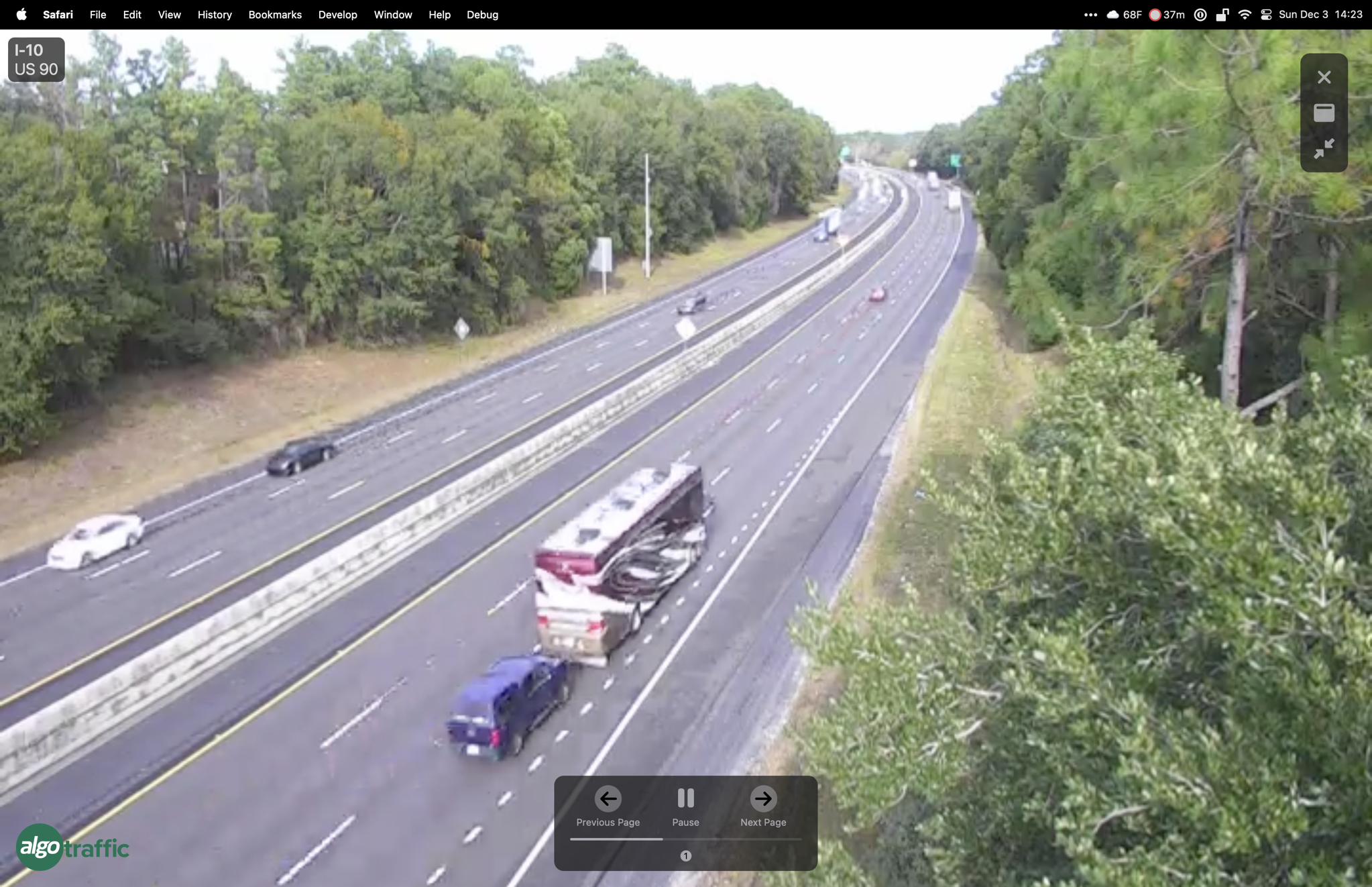 Our coach via traffic camera