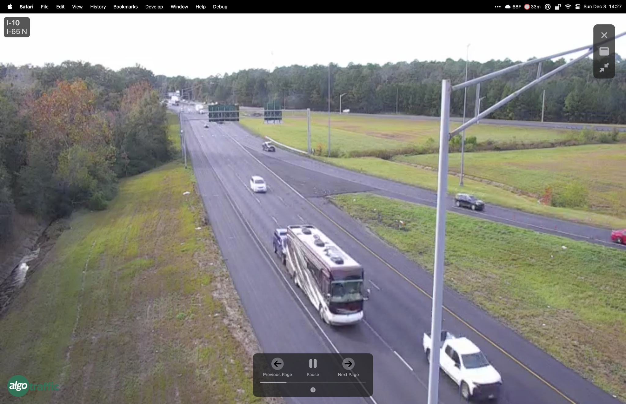 Our coach via traffic camera