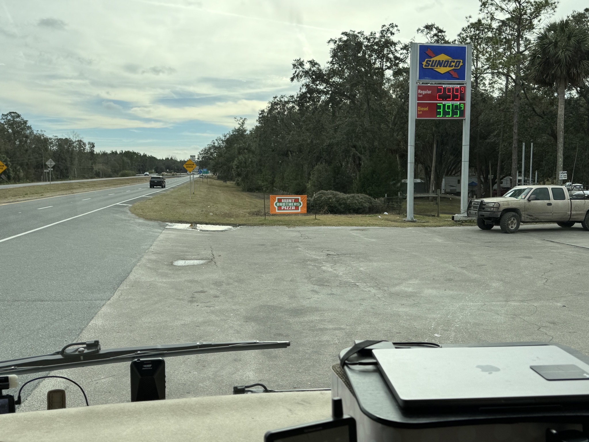 Stop in front of gas station