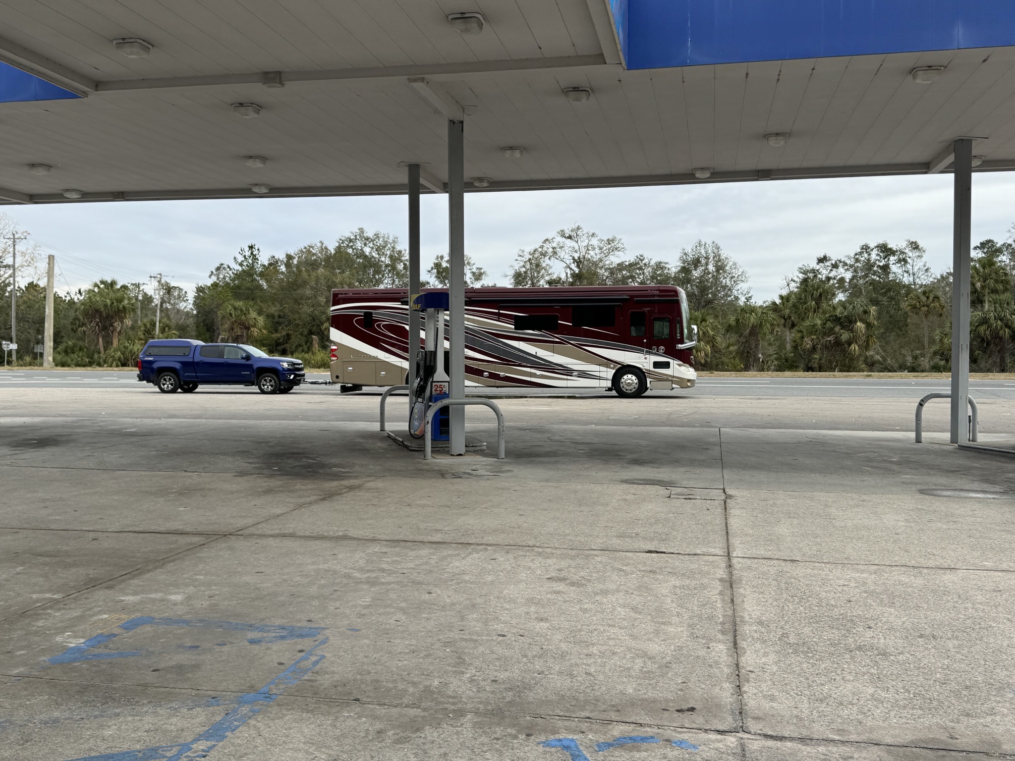 Stop in front of gas station
