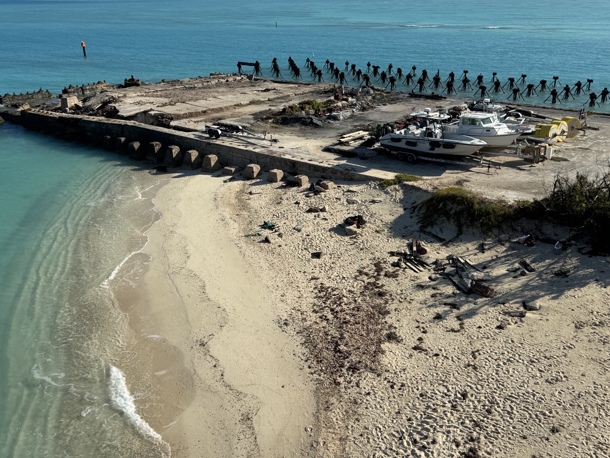 Old dock and beach
