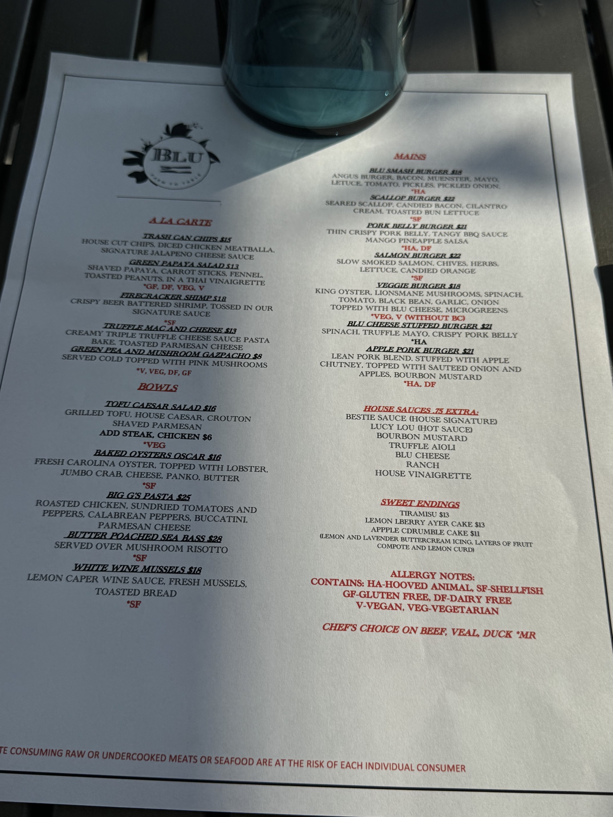 Blu restaurant