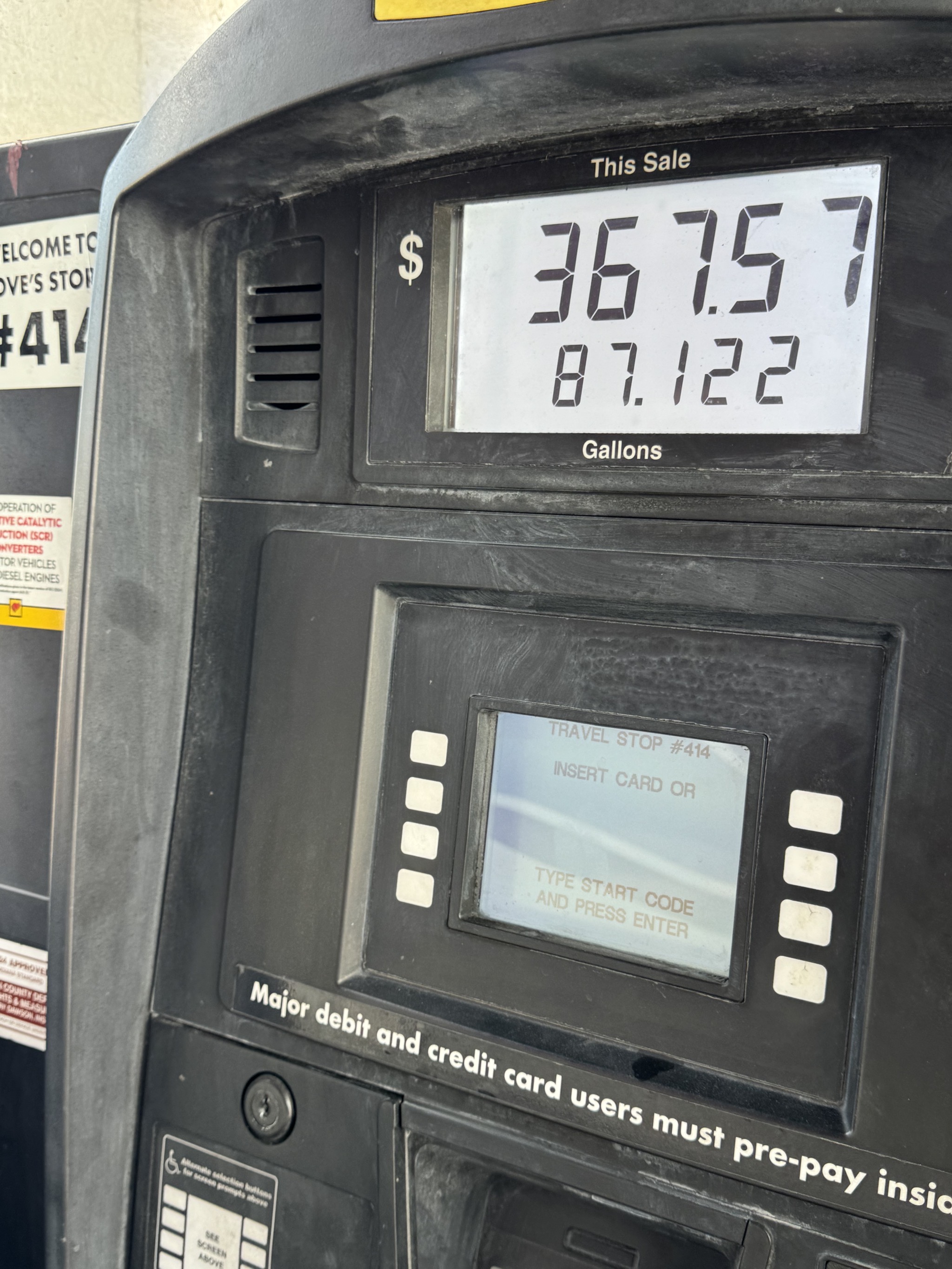 87.122 gallons for $367.57