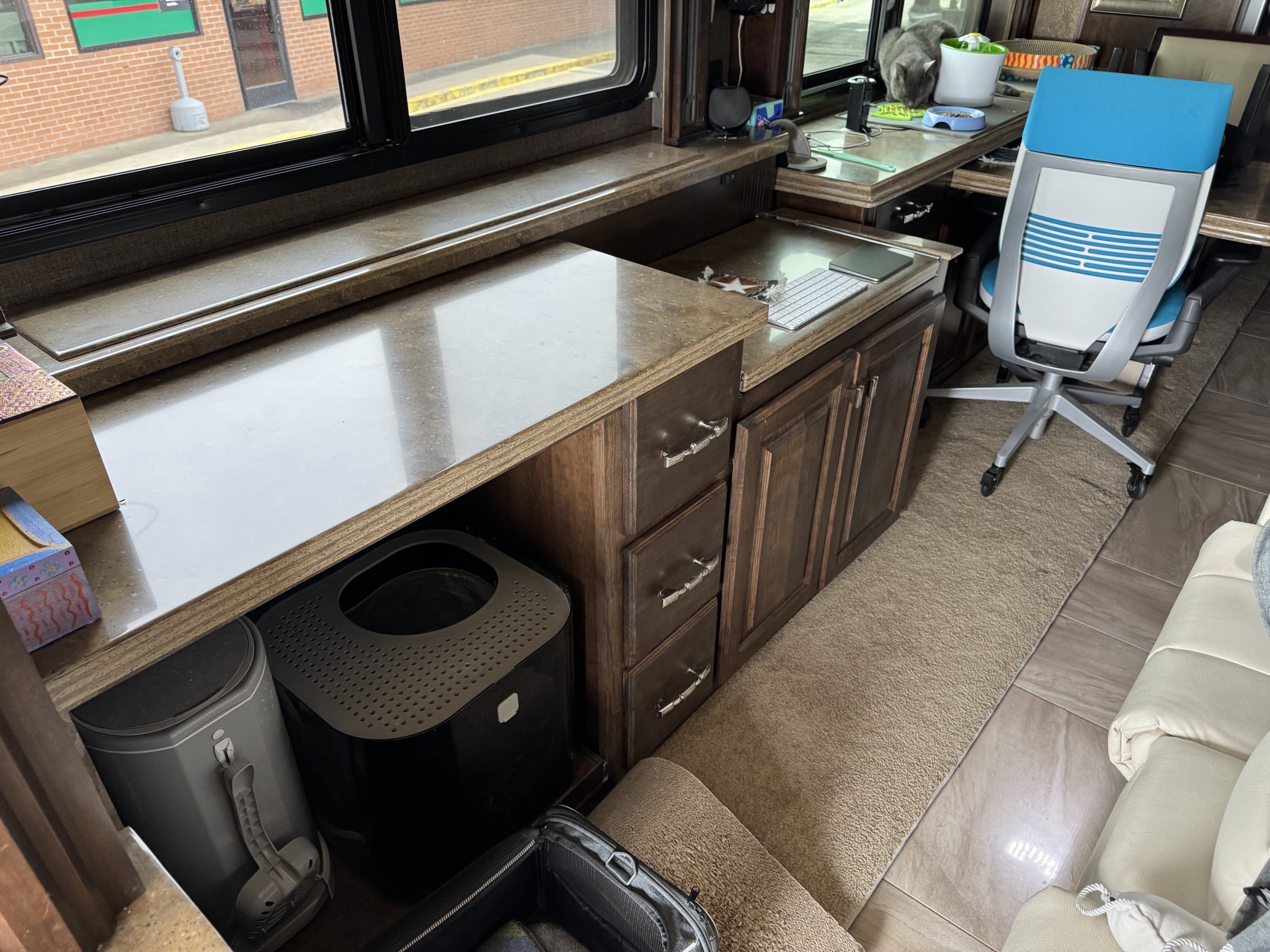 Desk with slides in