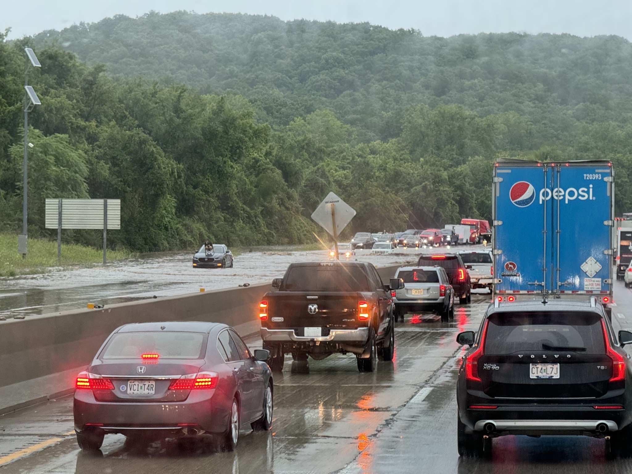 Flooded freeway