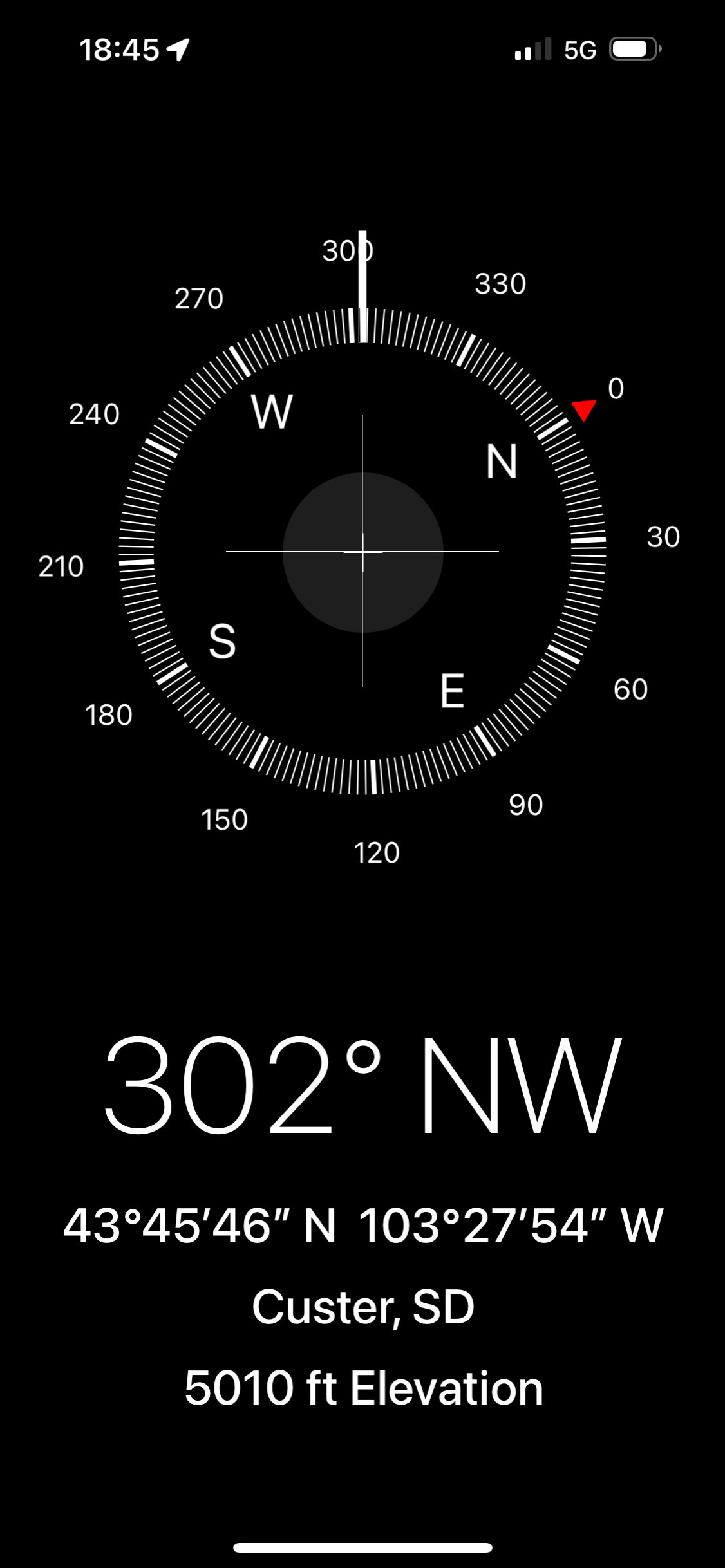 Elevation 5,010 feet