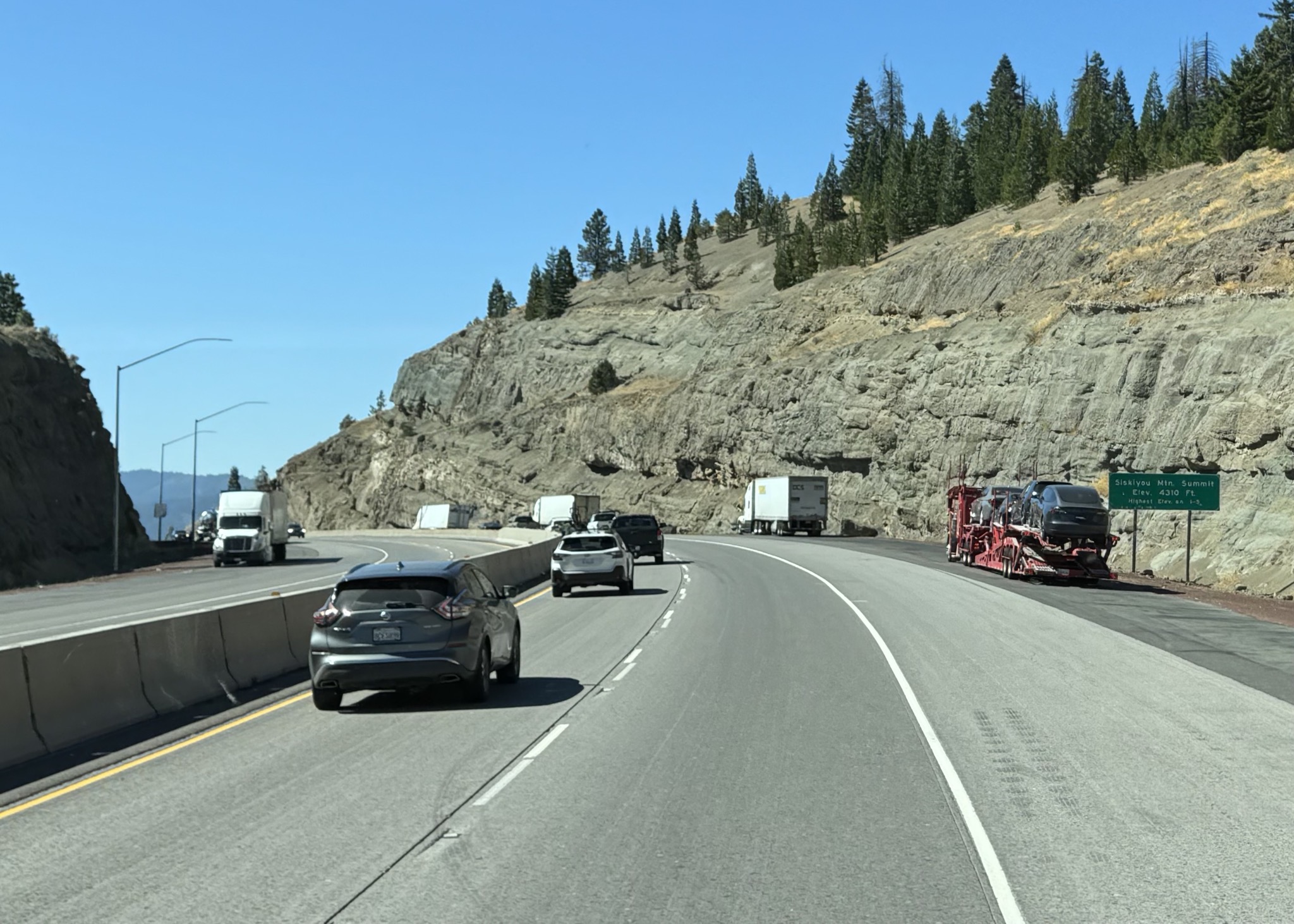 Siskiyou Mountain Summit elevation 4,310 feet, highest elevation on I-5