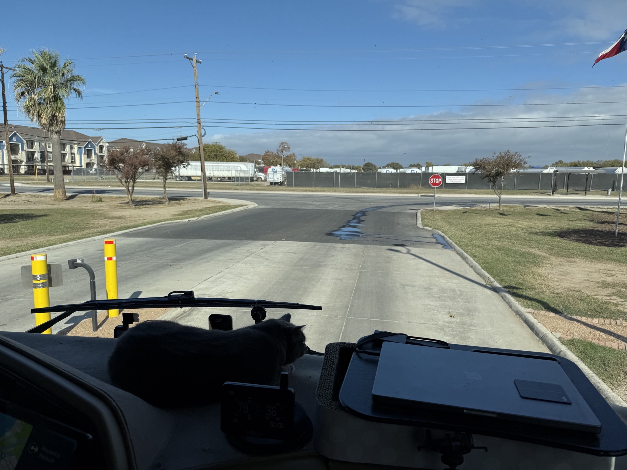 Paladin on the dash while leaving the RV park