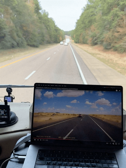 Watching Sinclair Trails travel video while traveling