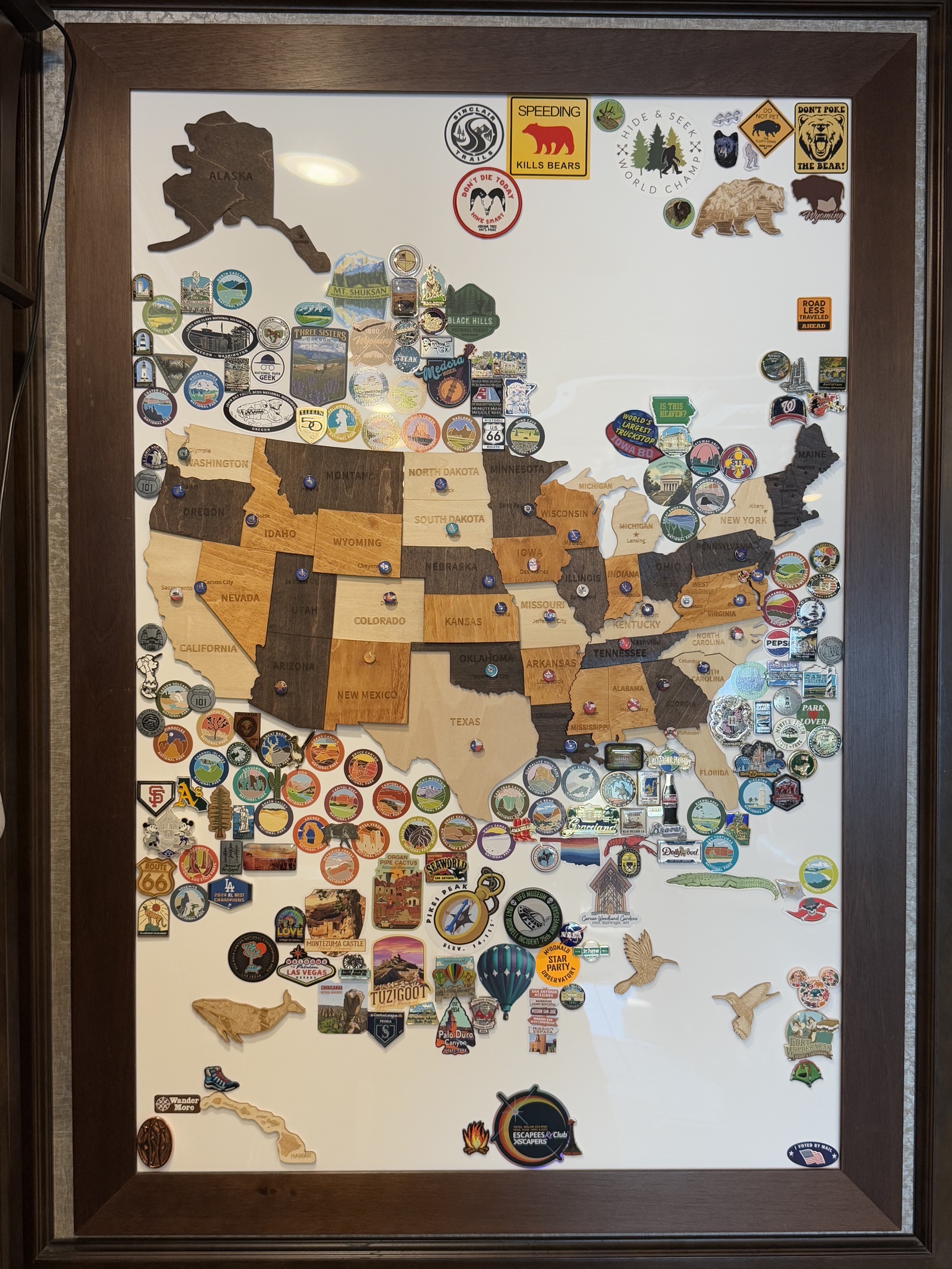 Wooden map and stickers